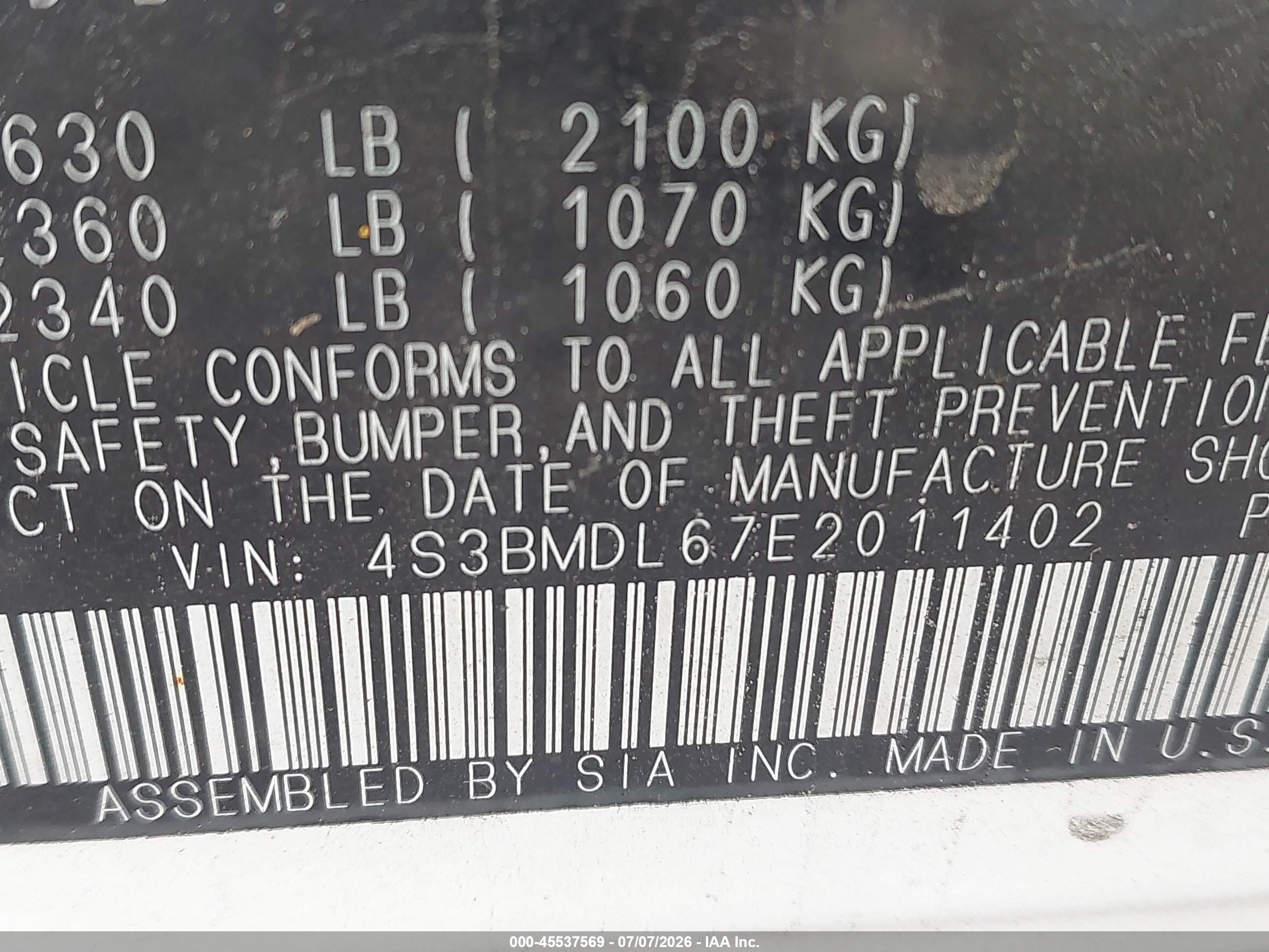 2014 Subaru Legacy 3.6r Limited Белый vin: 4S3BMDL67E2011402