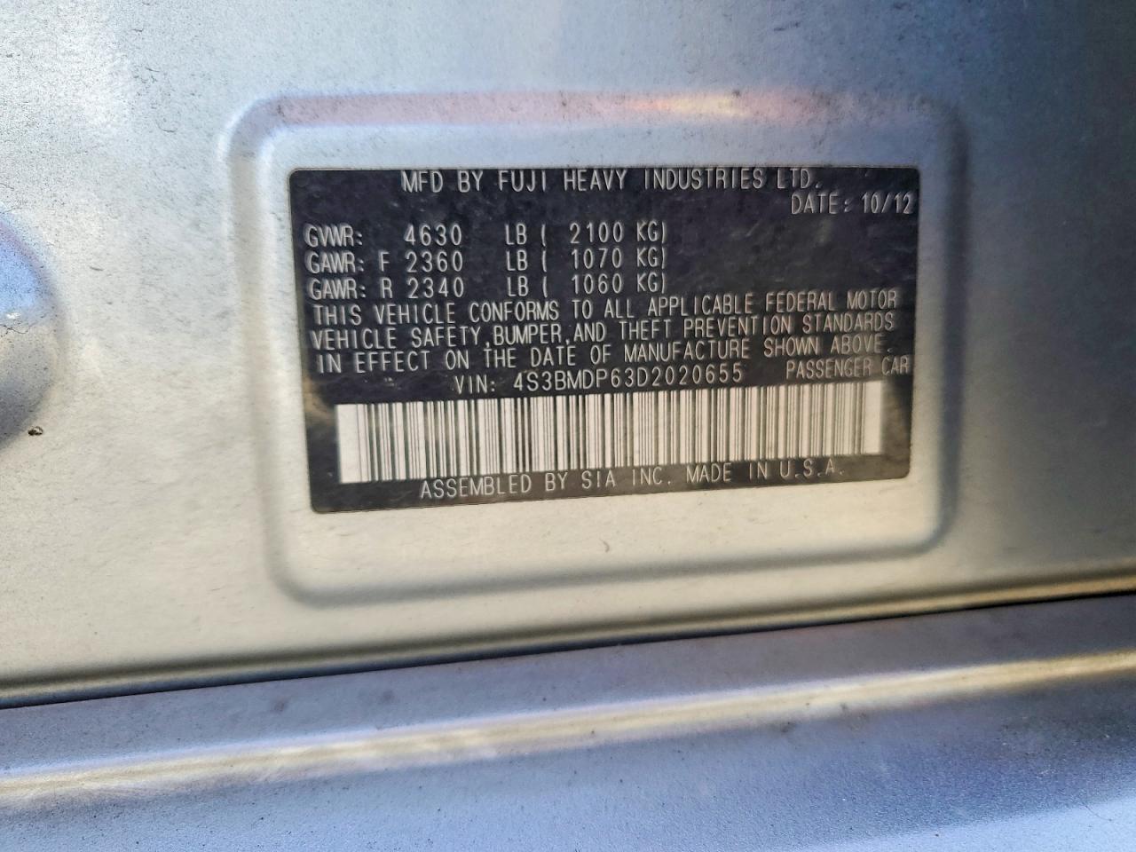 2013 Subaru Legacy 3.6r Limited Silver vin: 4S3BMDP63D2020655