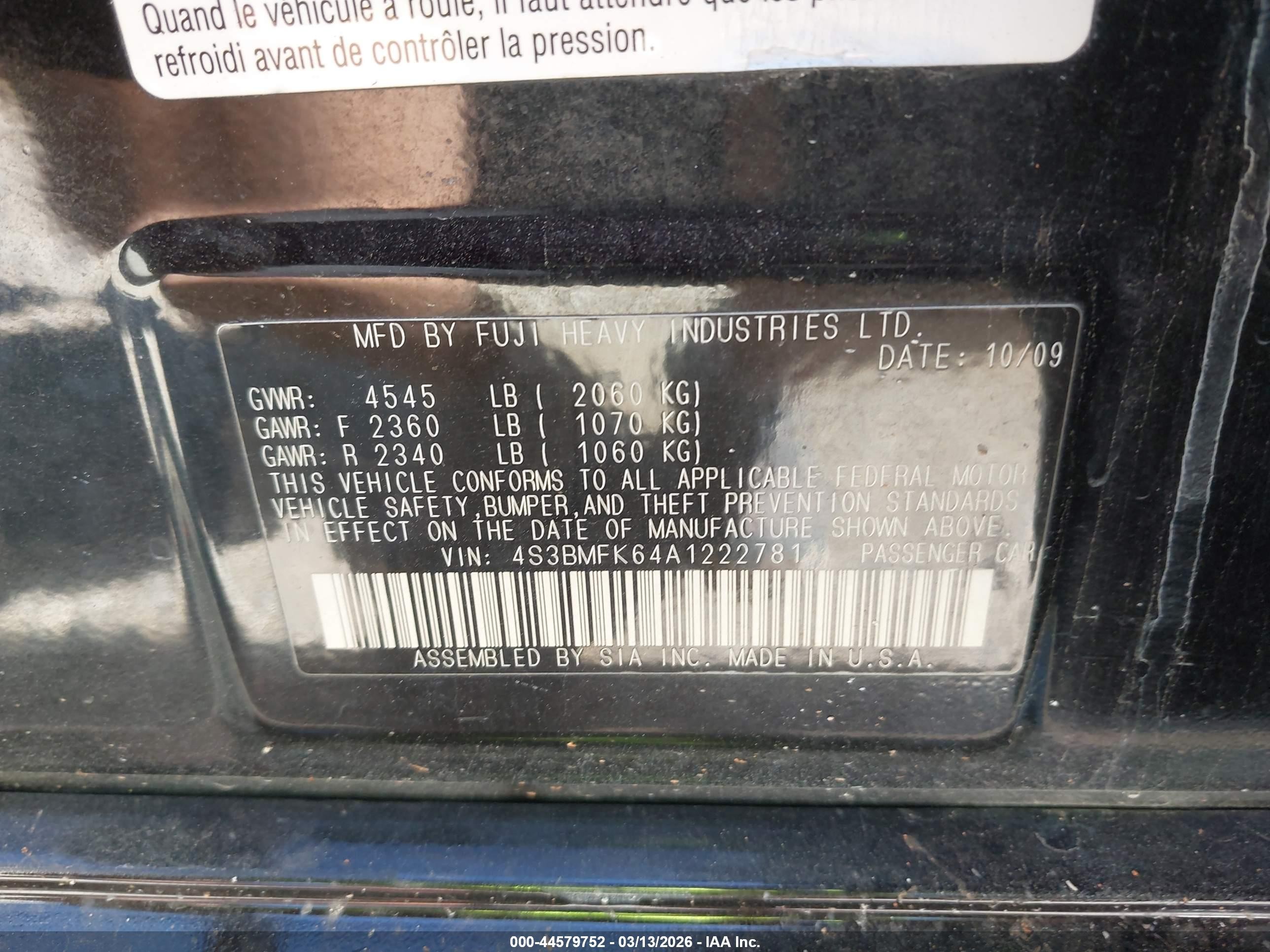 2010 Subaru Legacy 2.5gt Limited Черный vin: 4S3BMFK64A1222781