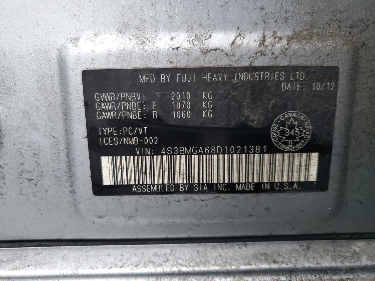 2013 Subaru Legacy 2.5i   Silver vin: 4S3BMGA68D1021381