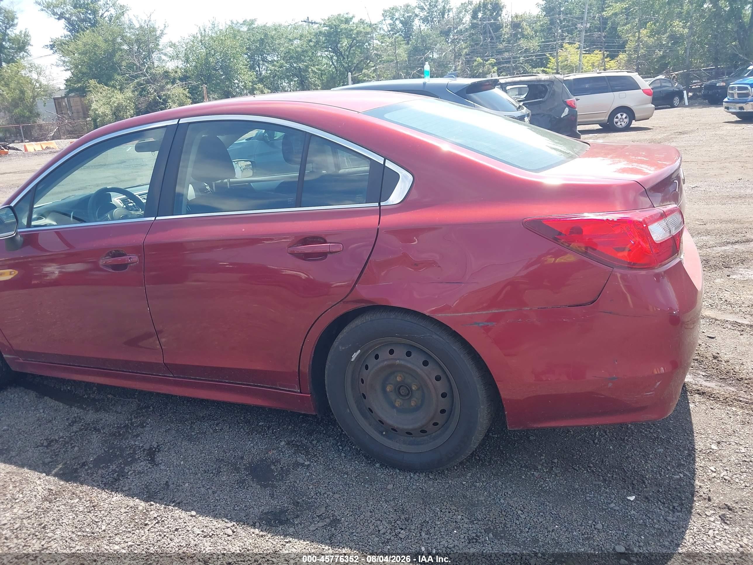2015 Subaru Legacy 2.5i Red vin: 4S3BNAA62F3021538