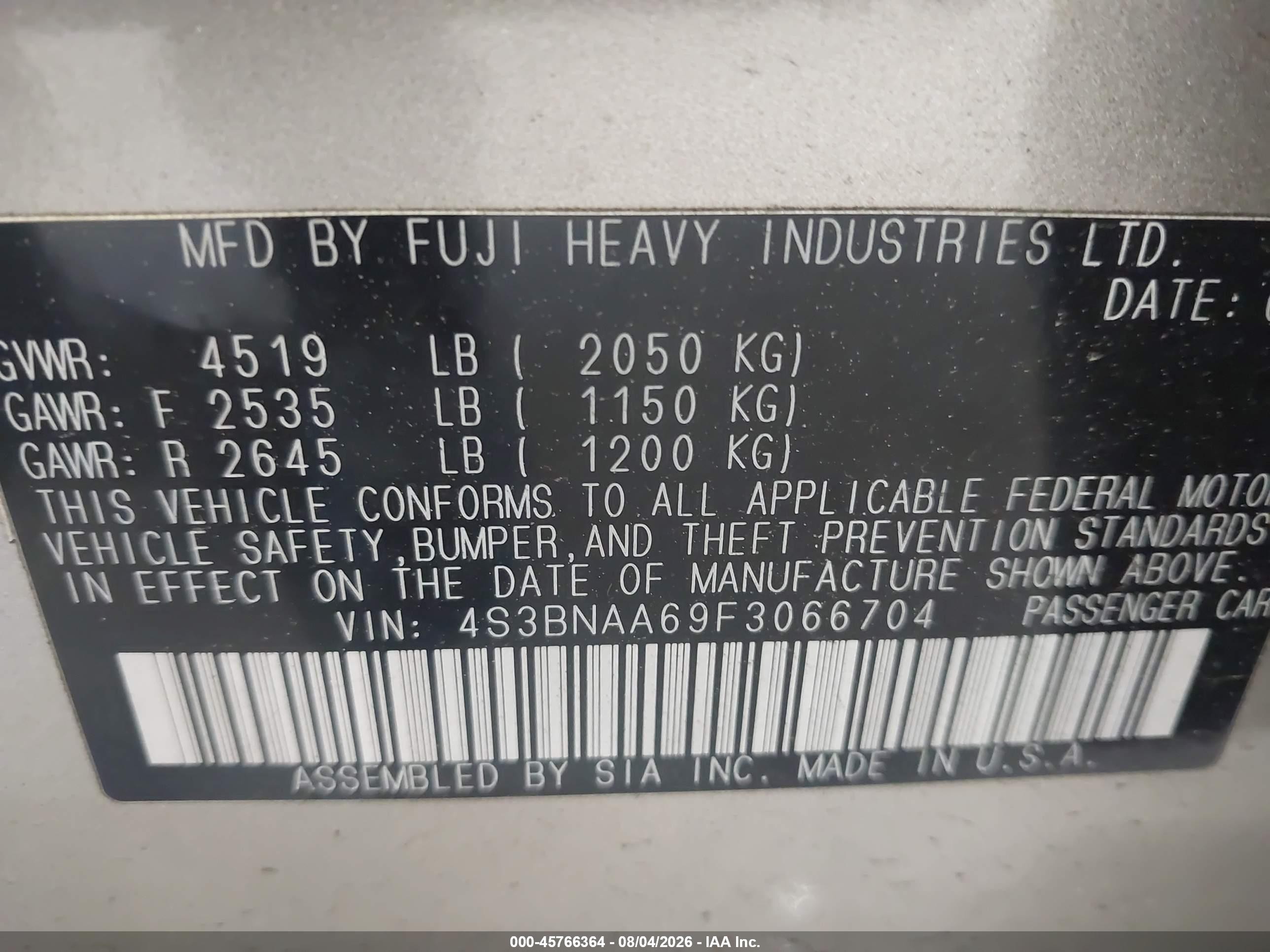 2015 Subaru Legacy 2.5i Gray vin: 4S3BNAA69F3066704