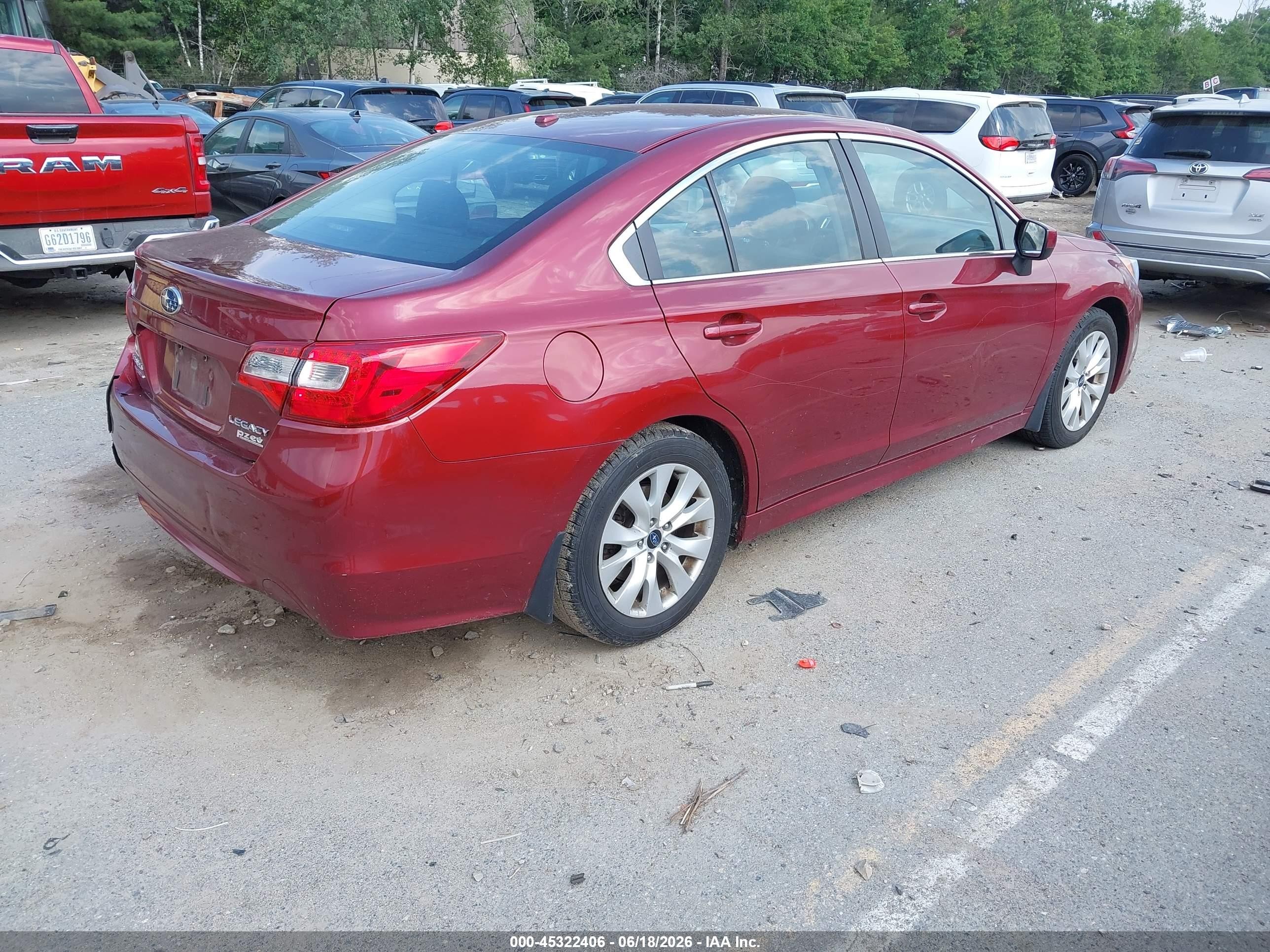 2015 Subaru Legacy 2.5i Premium Красный vin: 4S3BNAC63F3015650