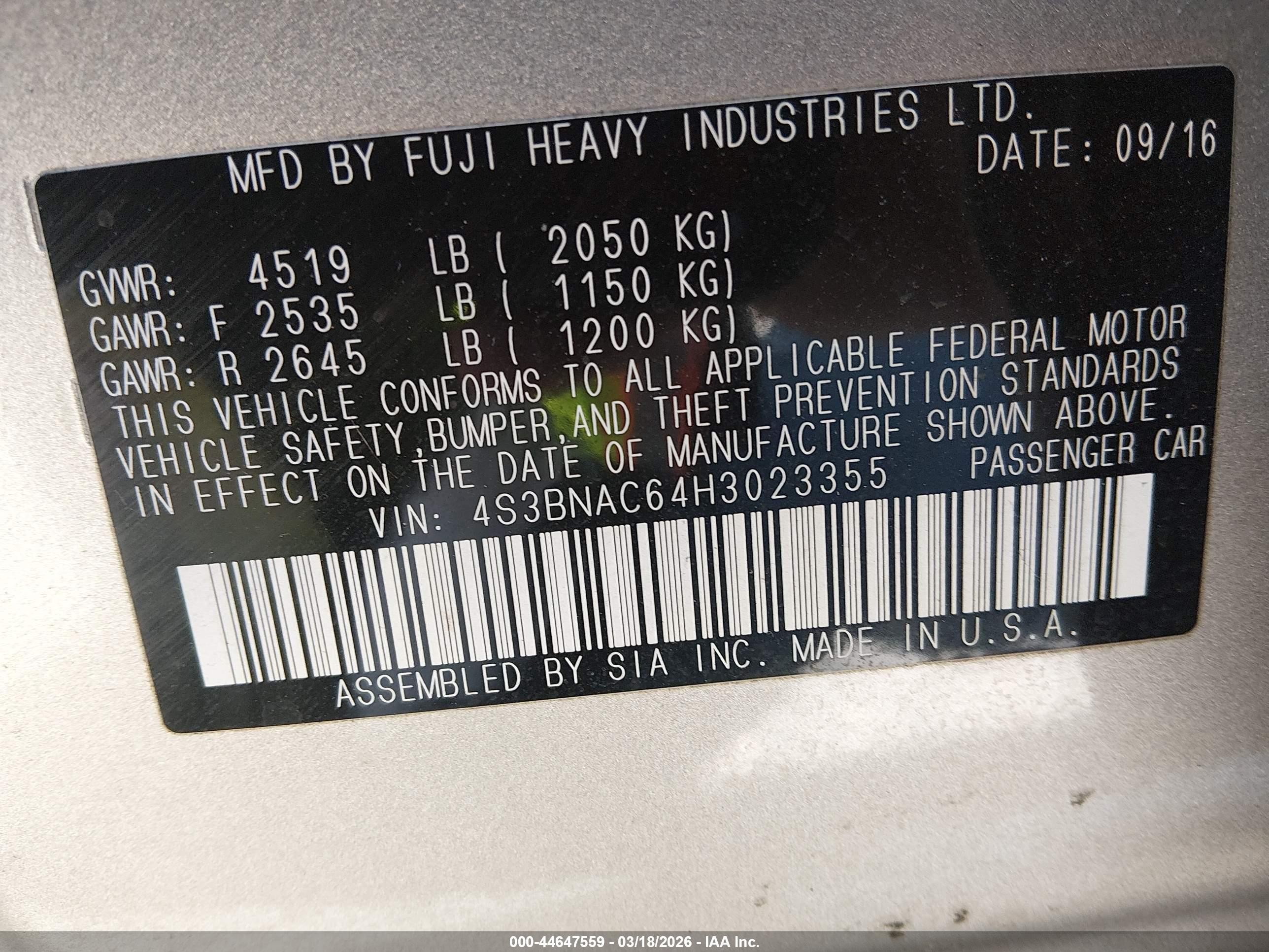 2017 Subaru Legacy 2.5i Premium Pewter vin: 4S3BNAC64H3023355