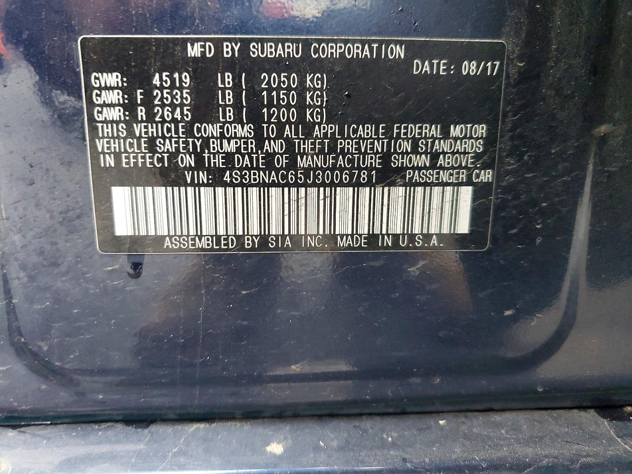 2018 Subaru Legacy 2.5i Premium Синий vin: 4S3BNAC65J3006781
