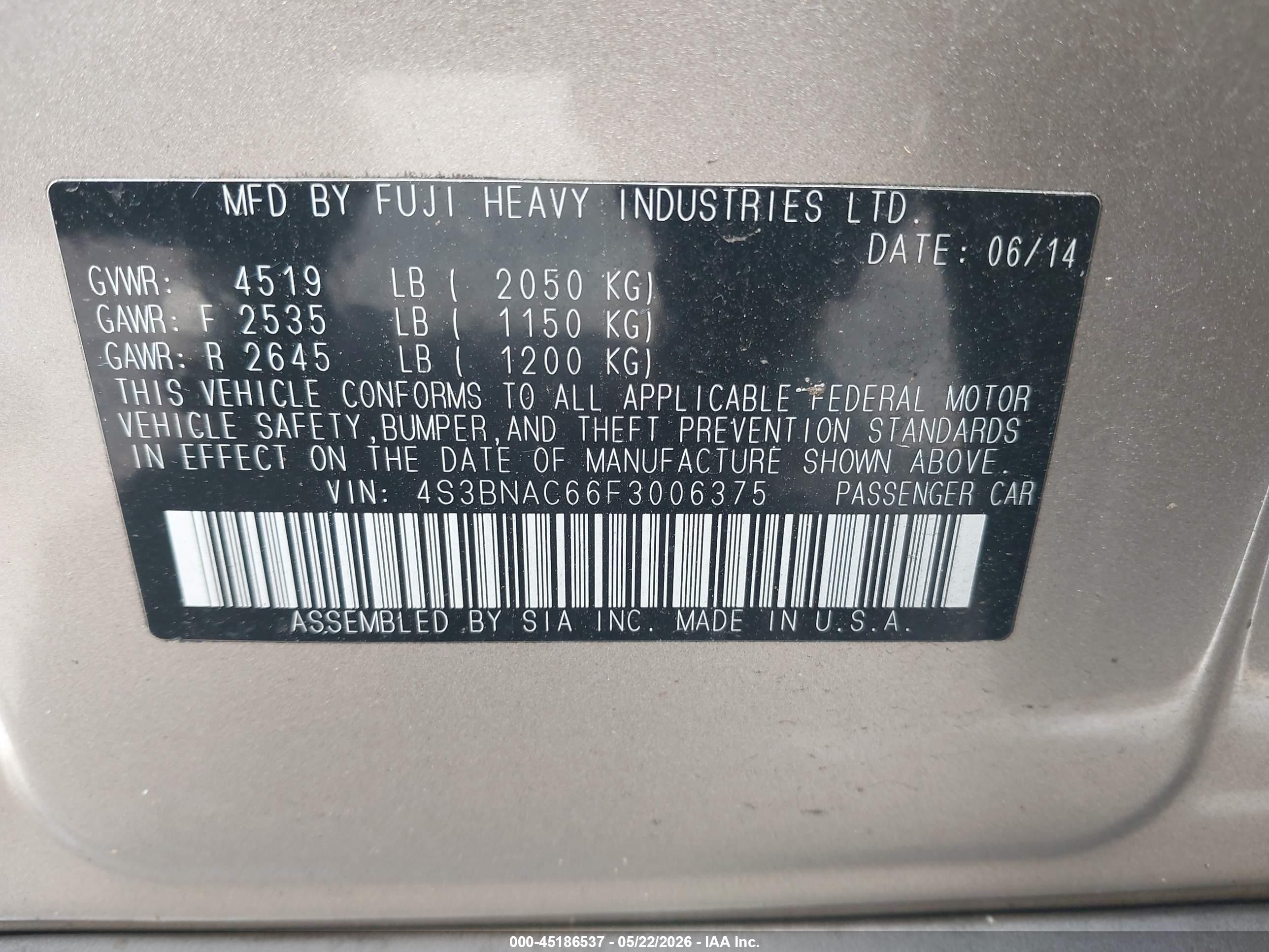2015 Subaru Legacy 2.5i Premium Beige vin: 4S3BNAC66F3006375