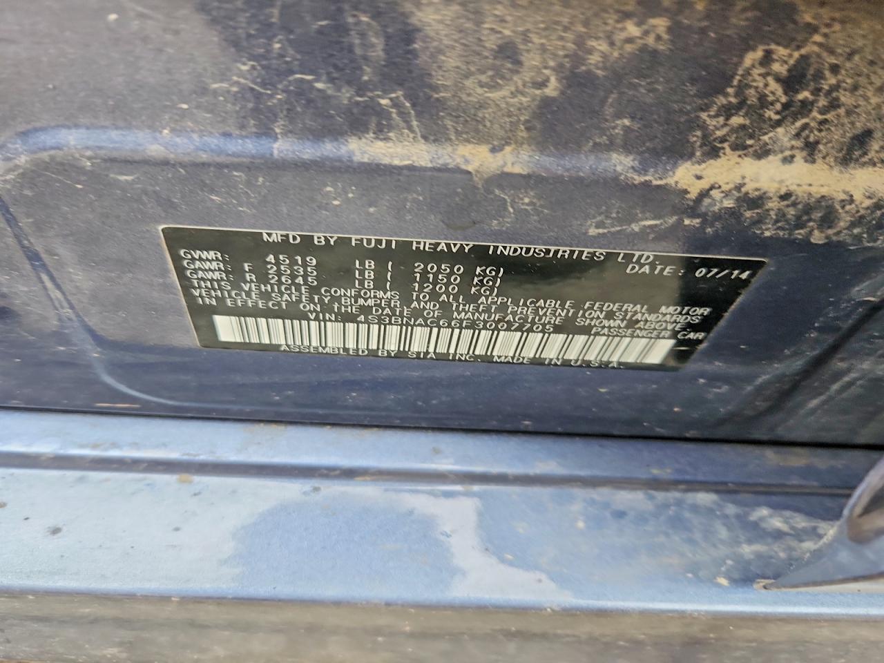 2015 Subaru Legacy 2.5i Premium Blue vin: 4S3BNAC66F3007705