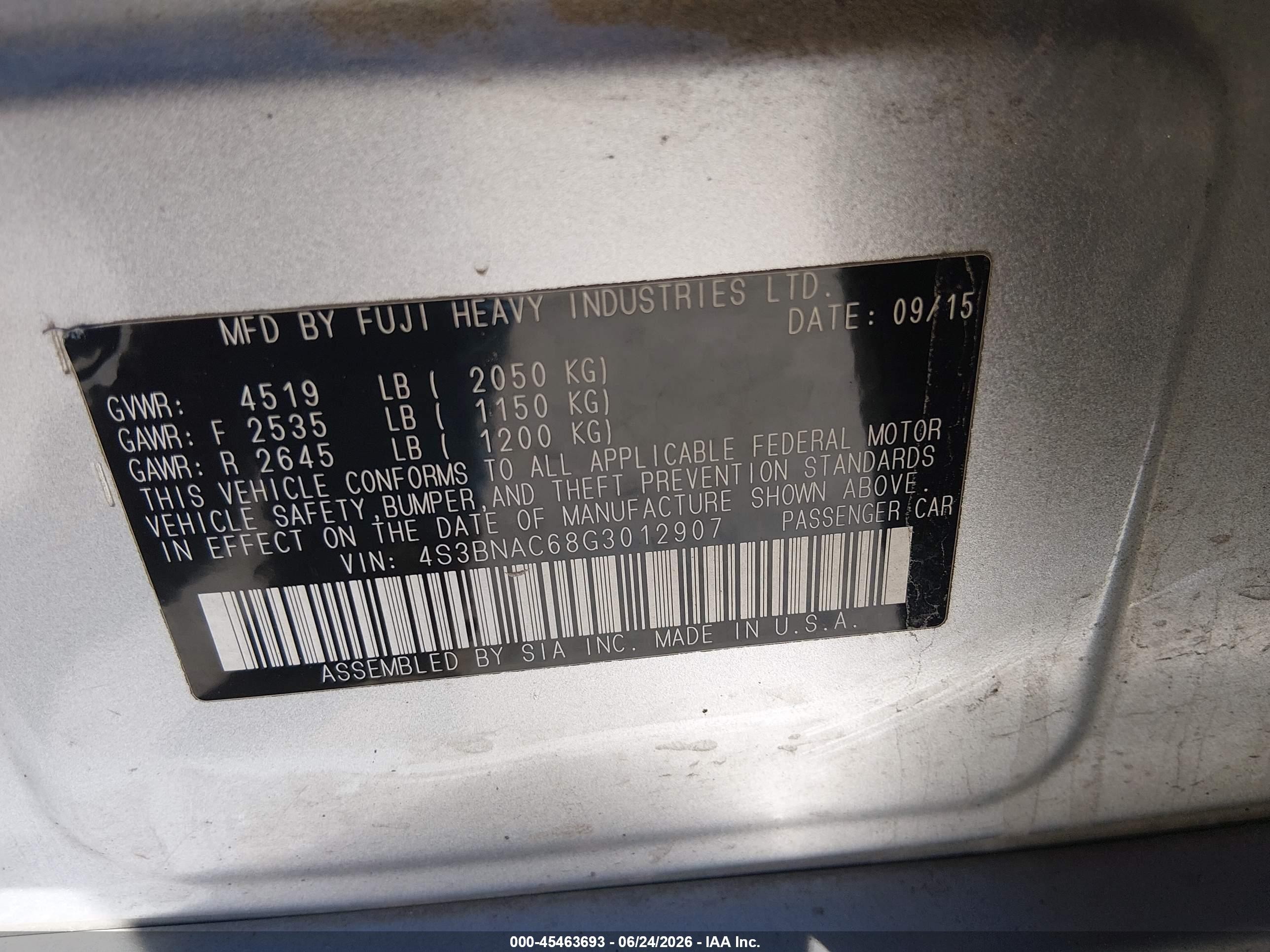 2016 Subaru Legacy 2.5i Premium Silver vin: 4S3BNAC68G3012907