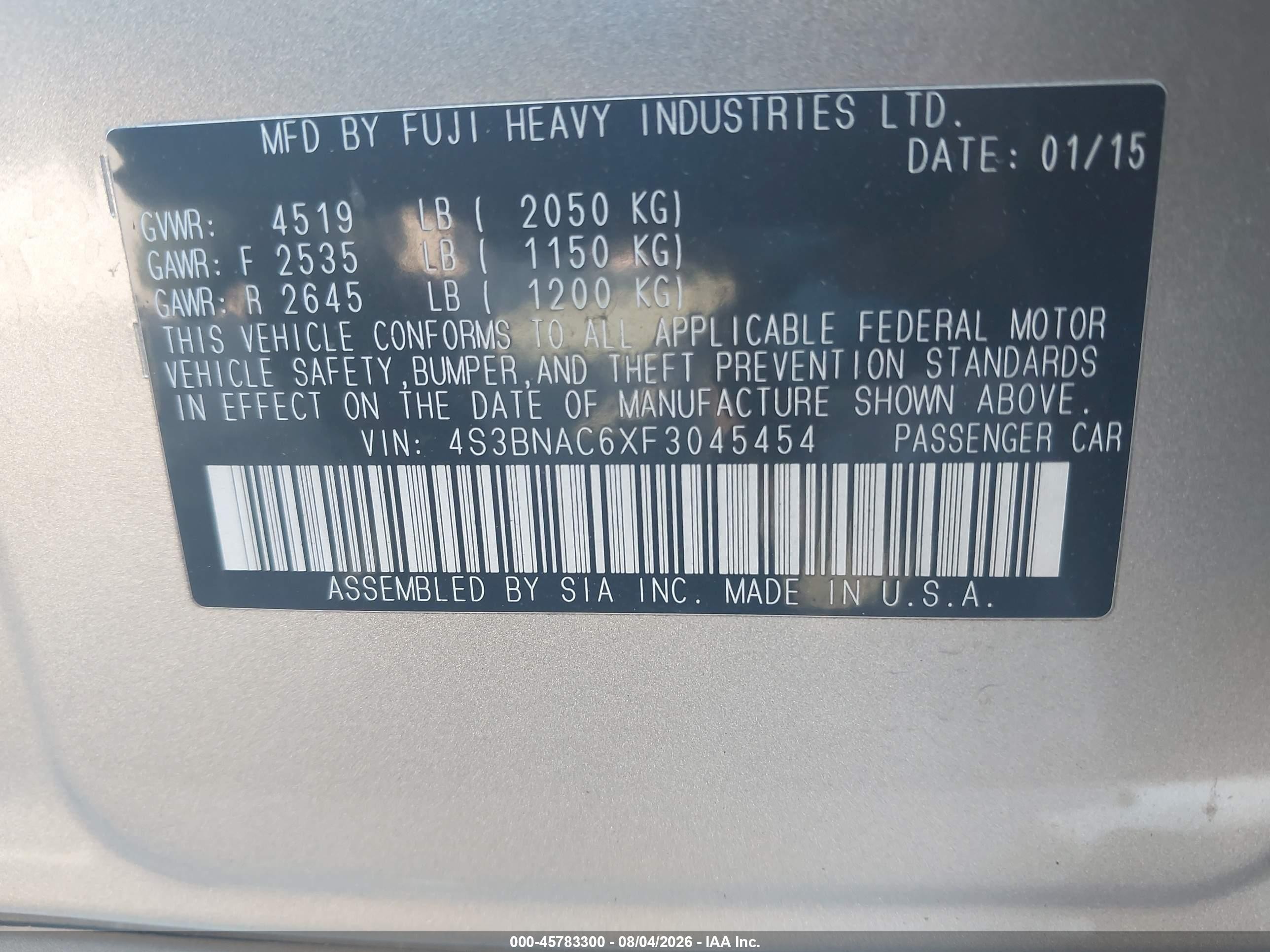 2015 Subaru Legacy 2.5i Premium Gold vin: 4S3BNAC6XF3045454