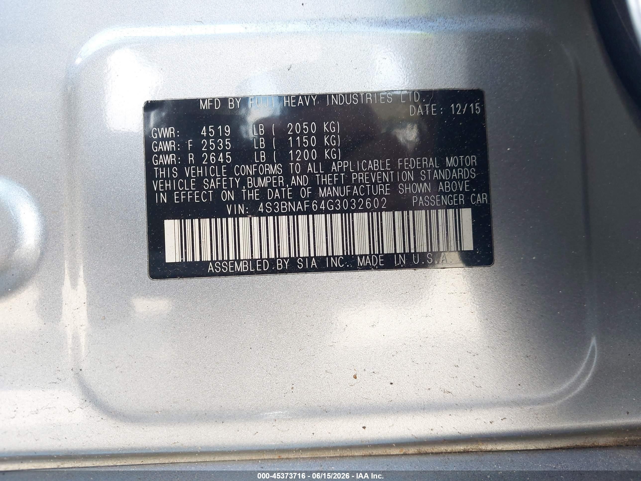 2016 Subaru Legacy 2.5i Premium Серебряный vin: 4S3BNAF64G3032602