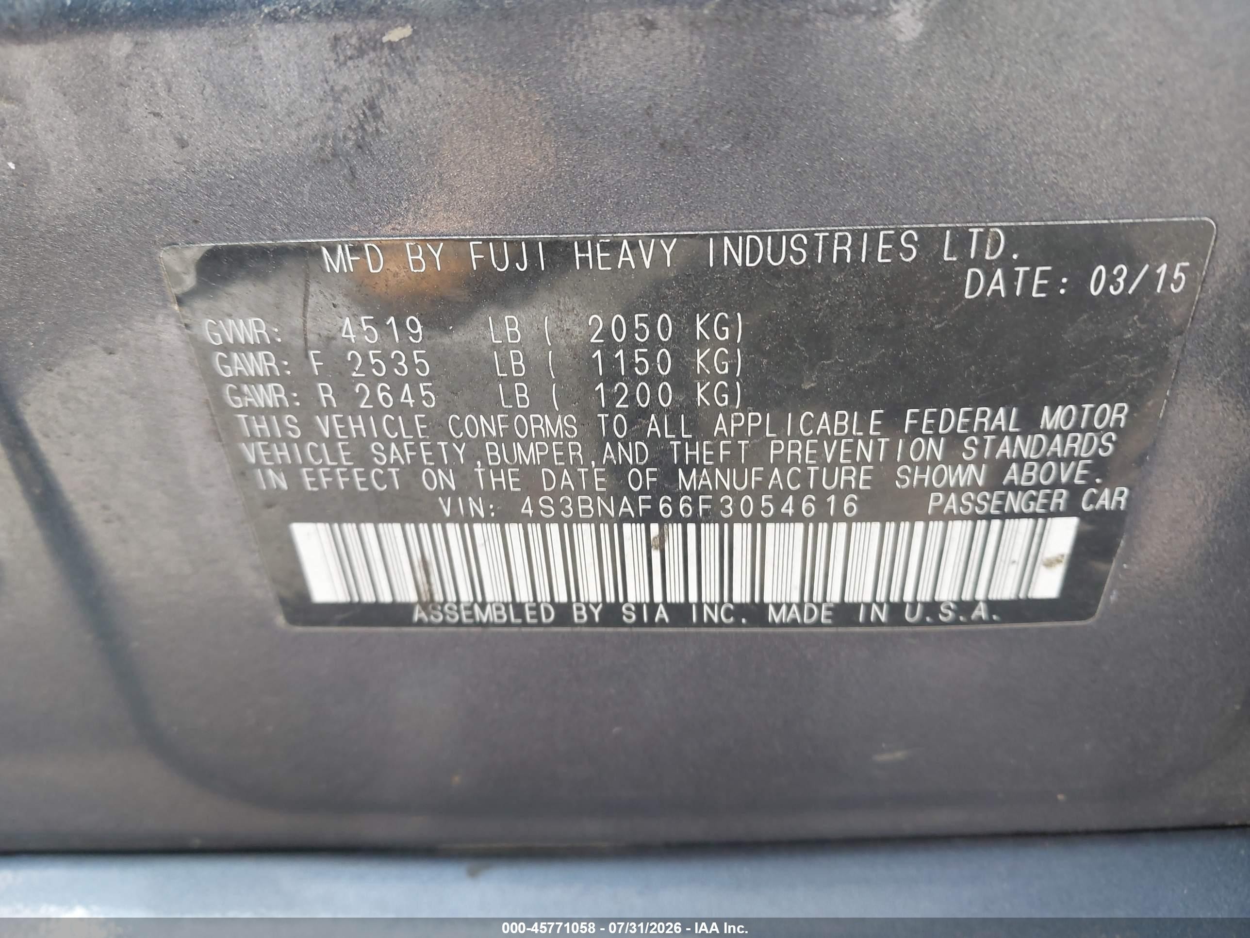 2015 Subaru Legacy 2.5i Premium Gray vin: 4S3BNAF66F3054616