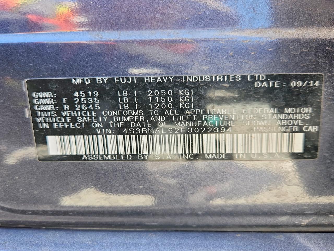2015 Subaru Legacy 2.5i Limited Charcoal vin: 4S3BNAL62F3022394
