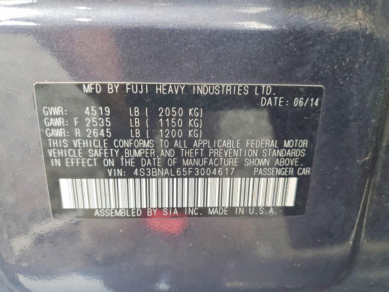2015 Subaru Legacy 2.5i Limited Gray vin: 4S3BNAL65F3004617