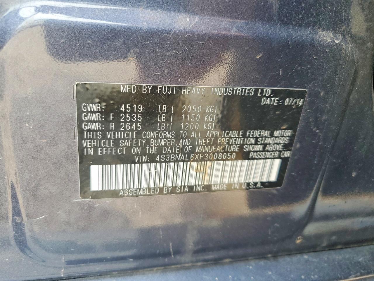 2015 Subaru Legacy 2.5i Limited Gray vin: 4S3BNAL6XF3008050
