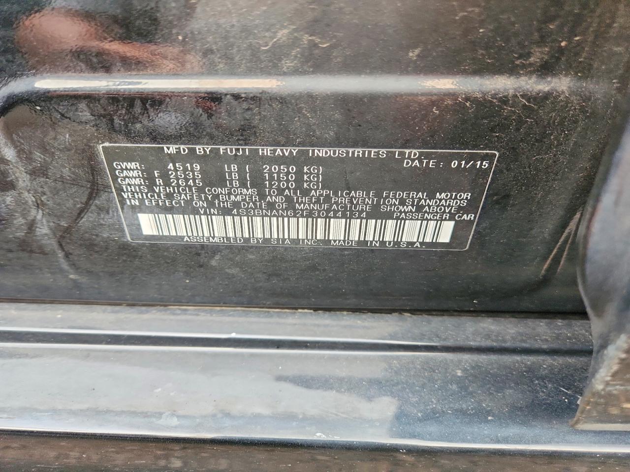 2015 Subaru Legacy 2.5i Limited Black vin: 4S3BNAN62F3044134