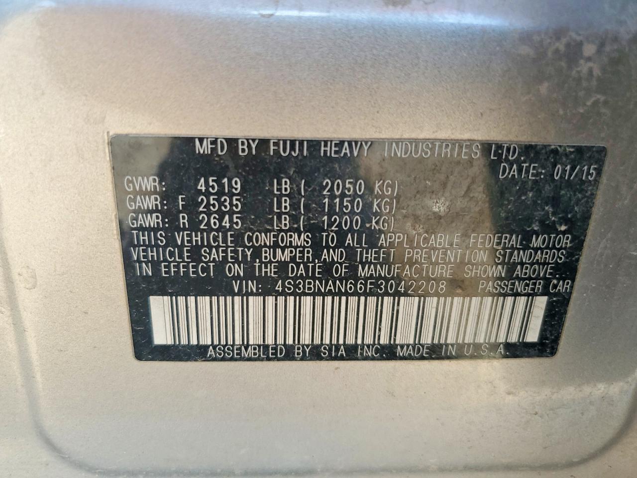 2015 Subaru Legacy 2.5i Limited Gray vin: 4S3BNAN66F3042208