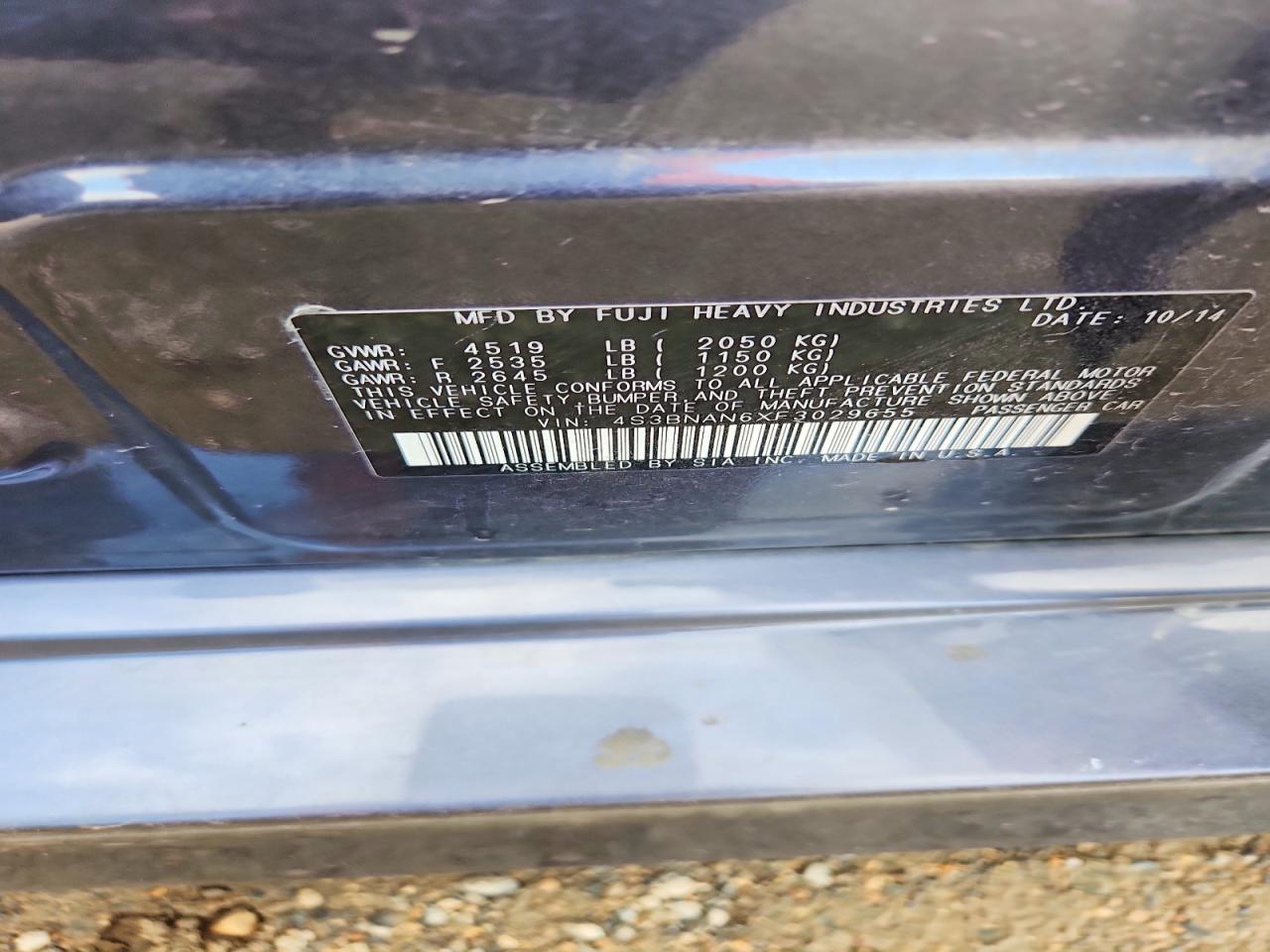 2015 Subaru Legacy 2.5i Limited Серый vin: 4S3BNAN6XF3029655