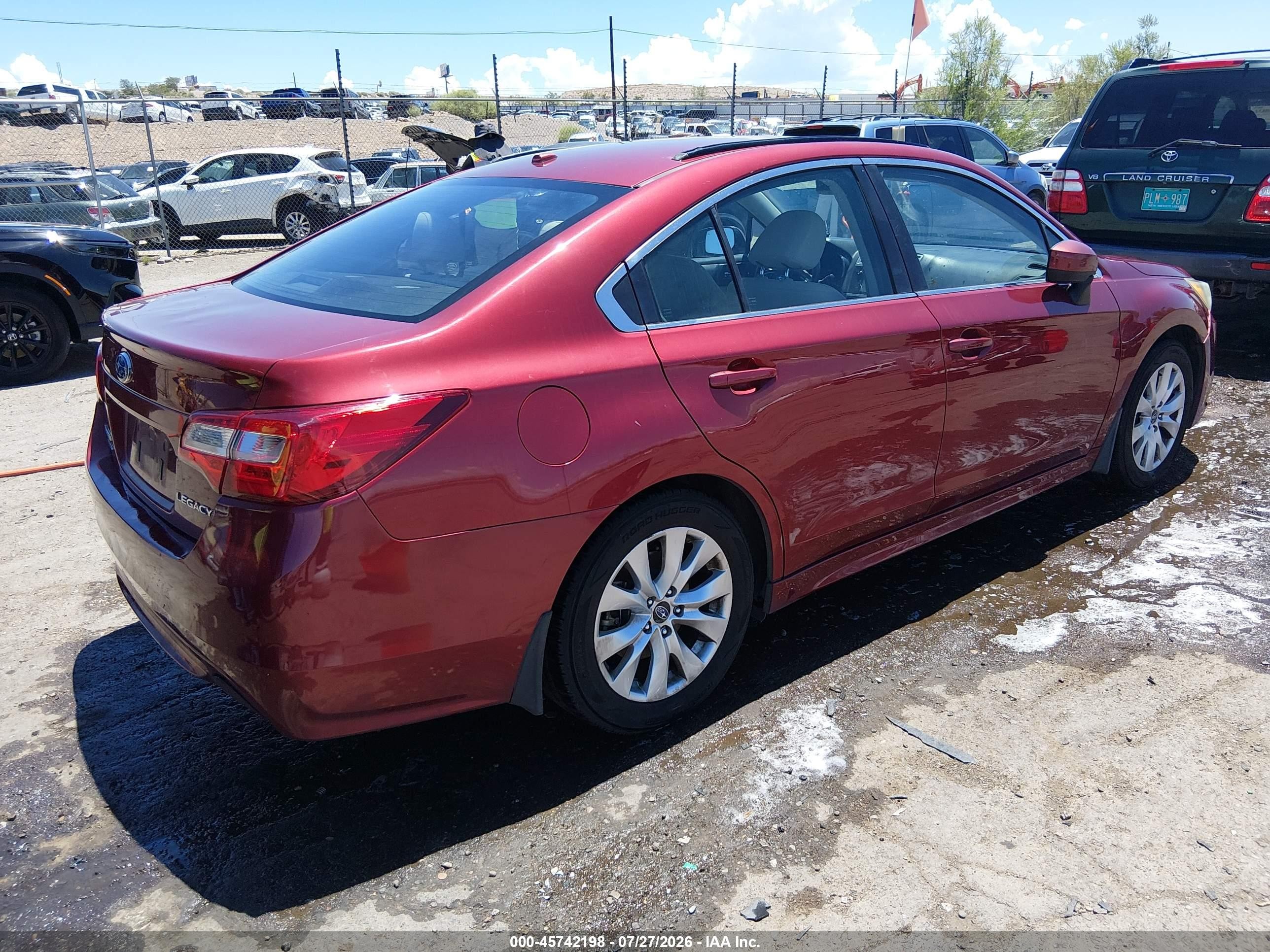 2015 Subaru Legacy 2.5i Premium Красный vin: 4S3BNBC62F3004399