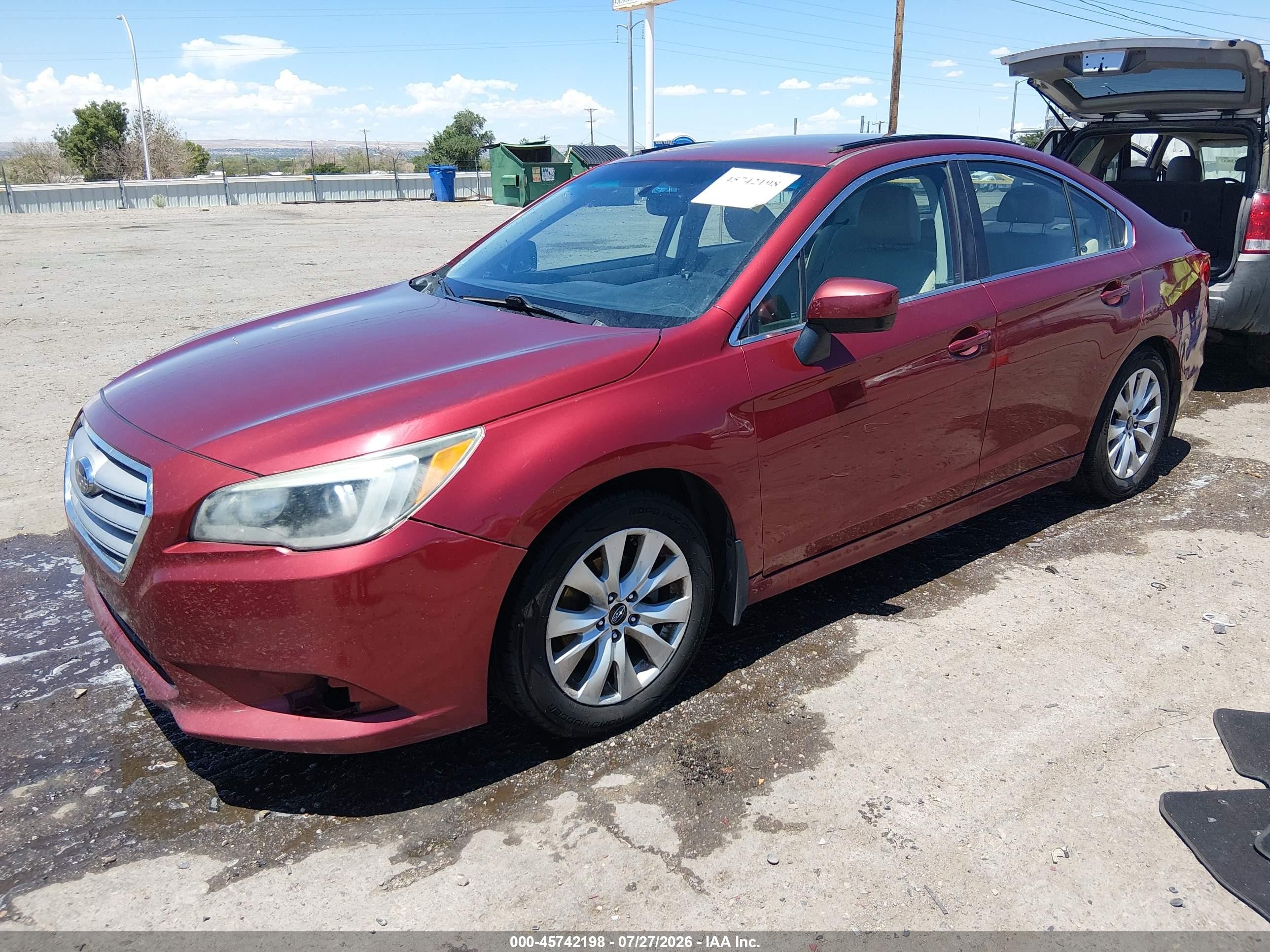 2015 Subaru Legacy 2.5i Premium Красный vin: 4S3BNBC62F3004399