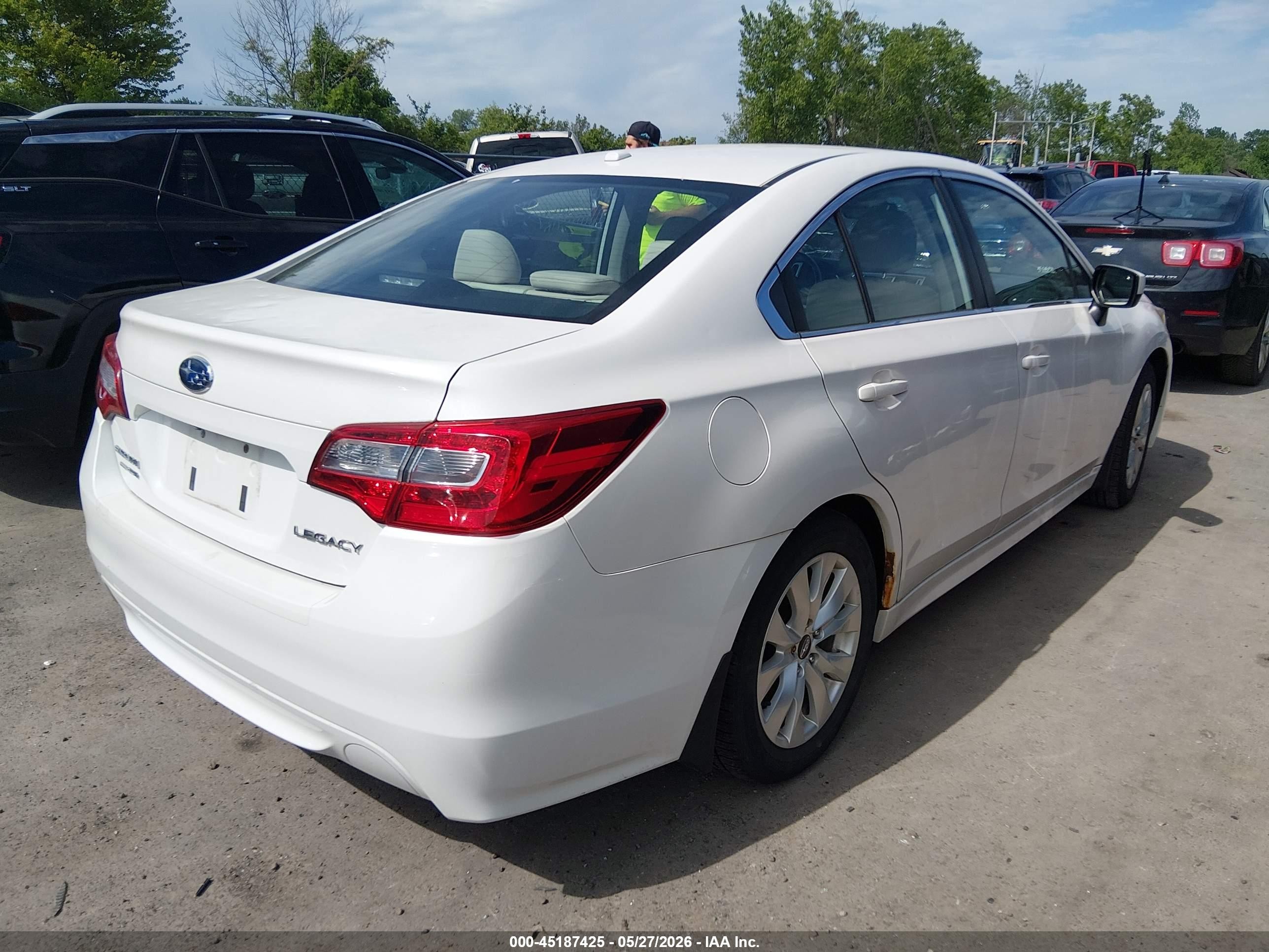 2015 Subaru Legacy 2.5i Premium White vin: 4S3BNBC67F3012840