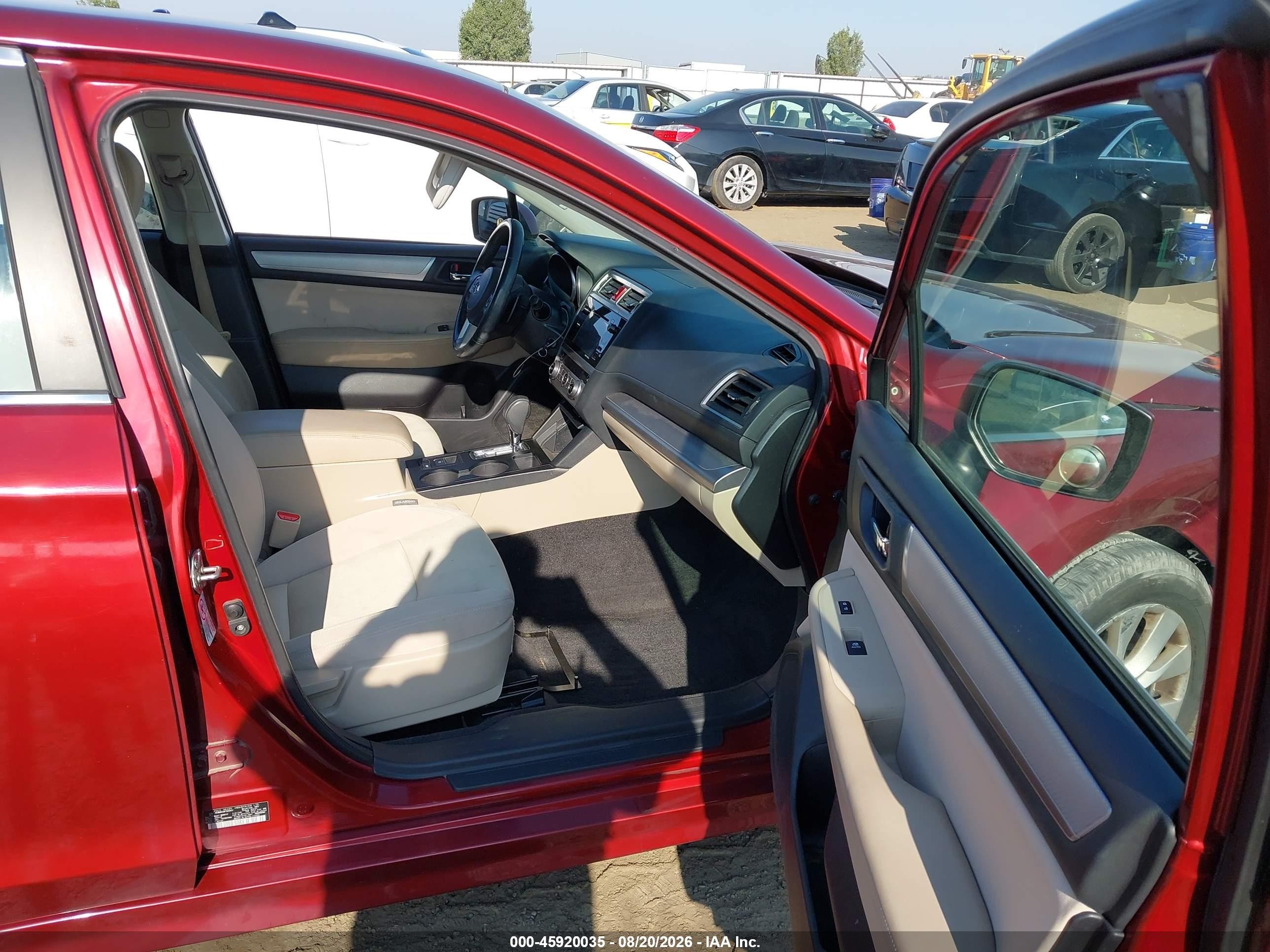 2015 Subaru Legacy 2.5i Premium Темно-бордовый vin: 4S3BNBC69F3030837
