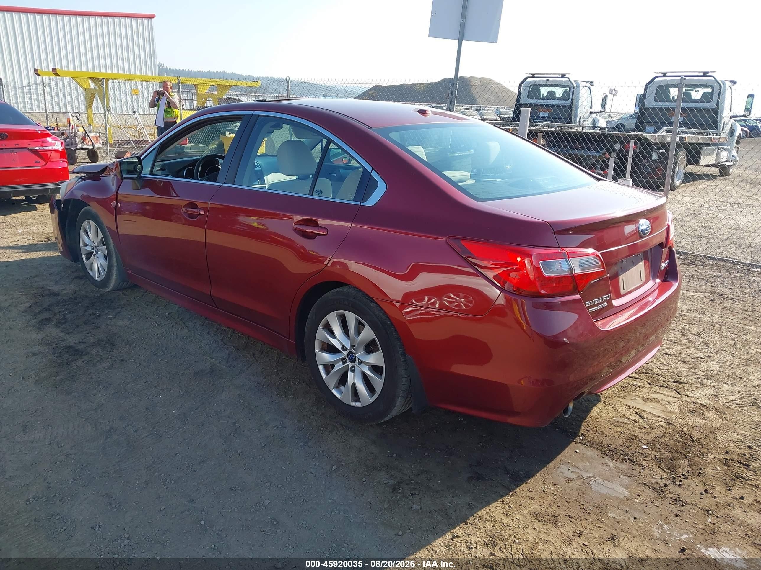 2015 Subaru Legacy 2.5i Premium Темно-бордовый vin: 4S3BNBC69F3030837