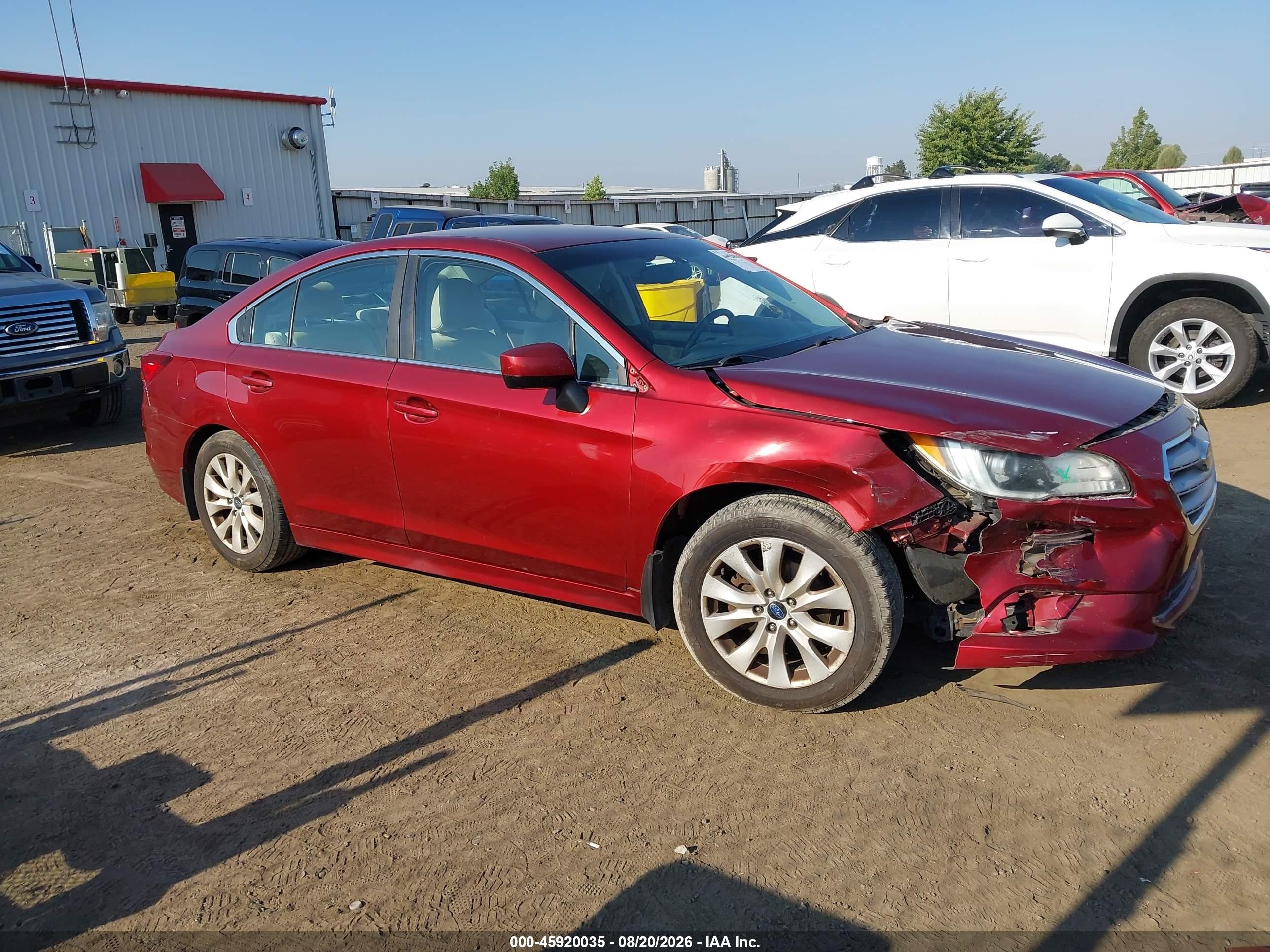 2015 Subaru Legacy 2.5i Premium Темно-бордовый vin: 4S3BNBC69F3030837