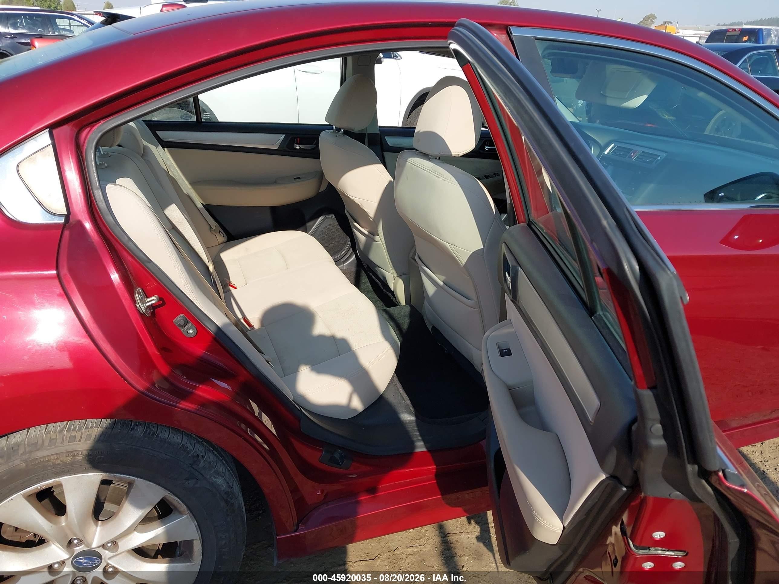 2015 Subaru Legacy 2.5i Premium Темно-бордовый vin: 4S3BNBC69F3030837