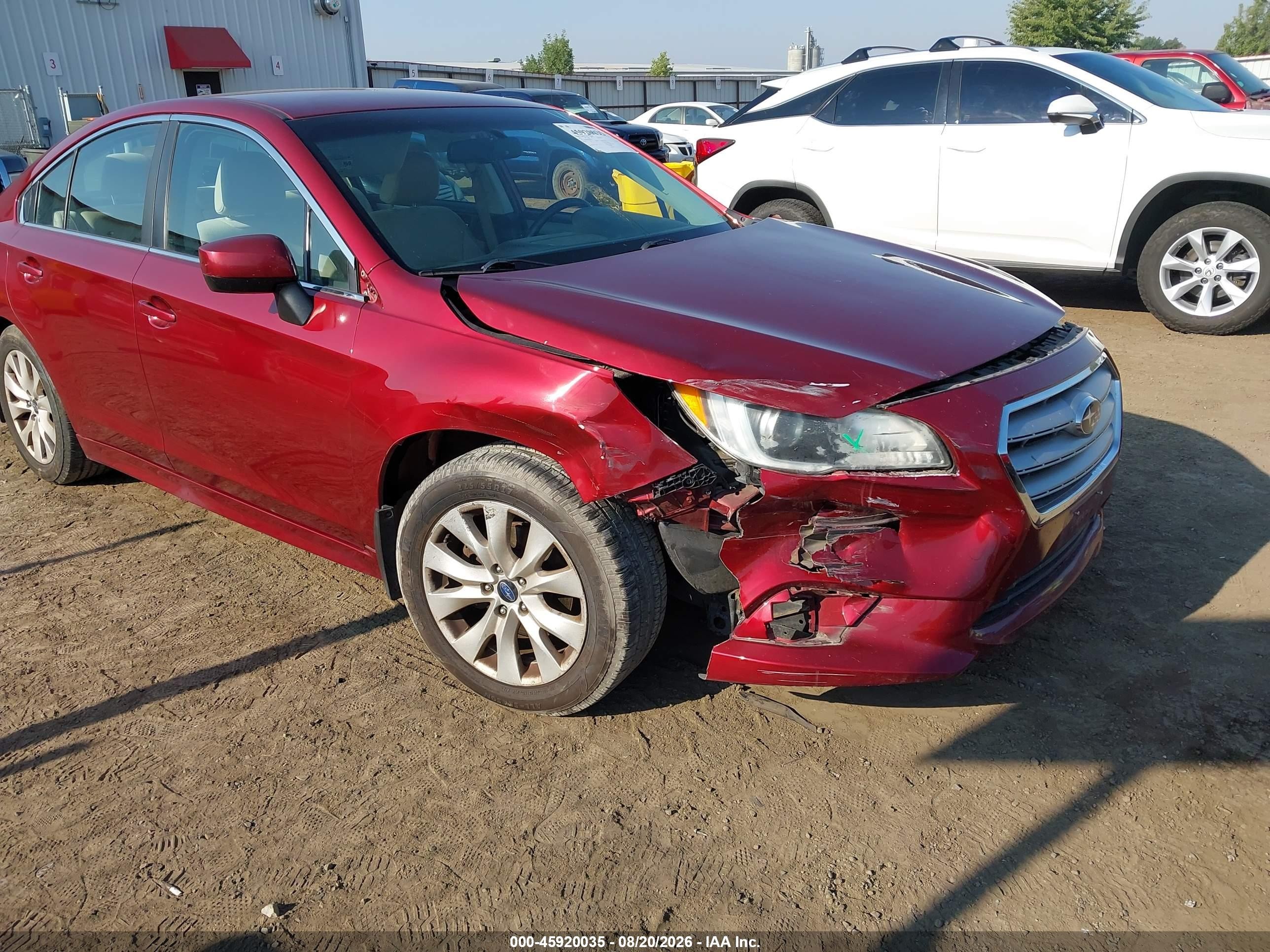 2015 Subaru Legacy 2.5i Premium Темно-бордовый vin: 4S3BNBC69F3030837