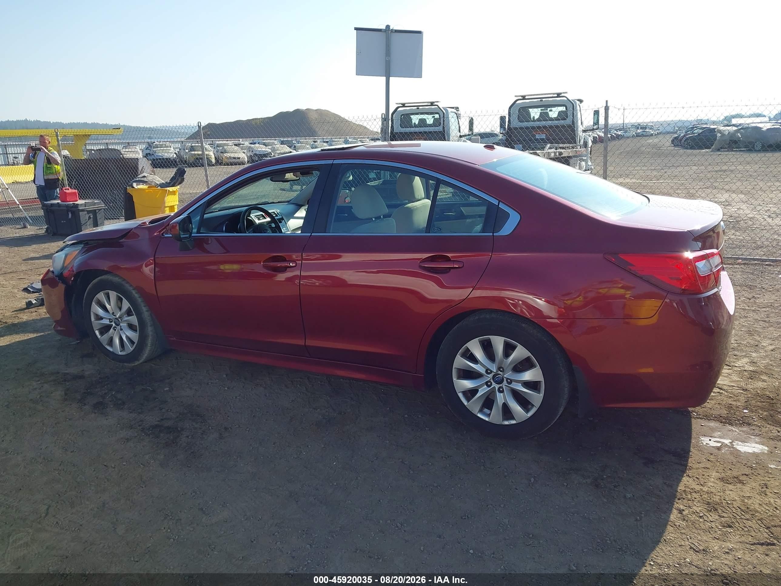 2015 Subaru Legacy 2.5i Premium Темно-бордовый vin: 4S3BNBC69F3030837