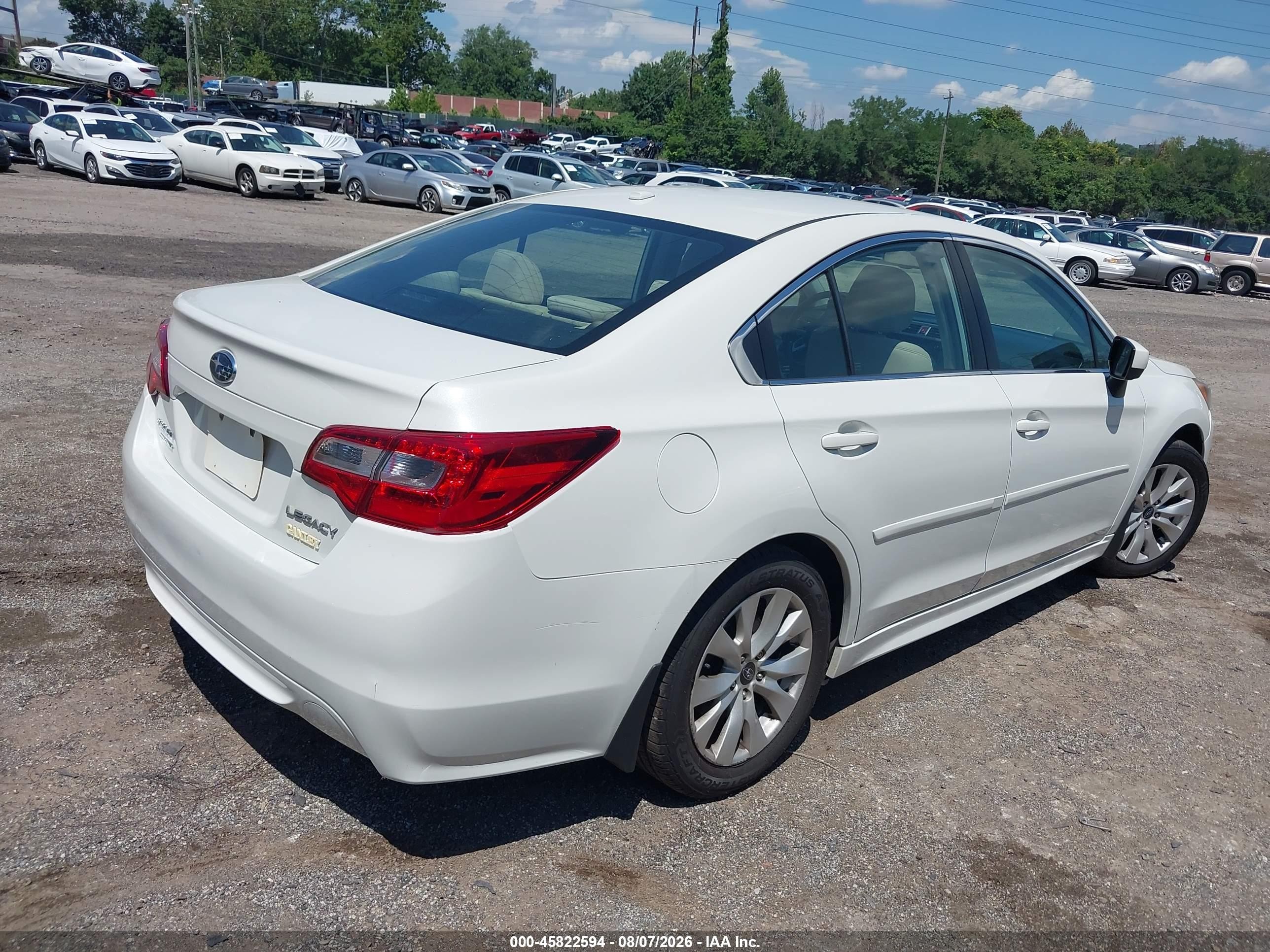 2015 Subaru Legacy 2.5i Premium White vin: 4S3BNBC6XF3012668