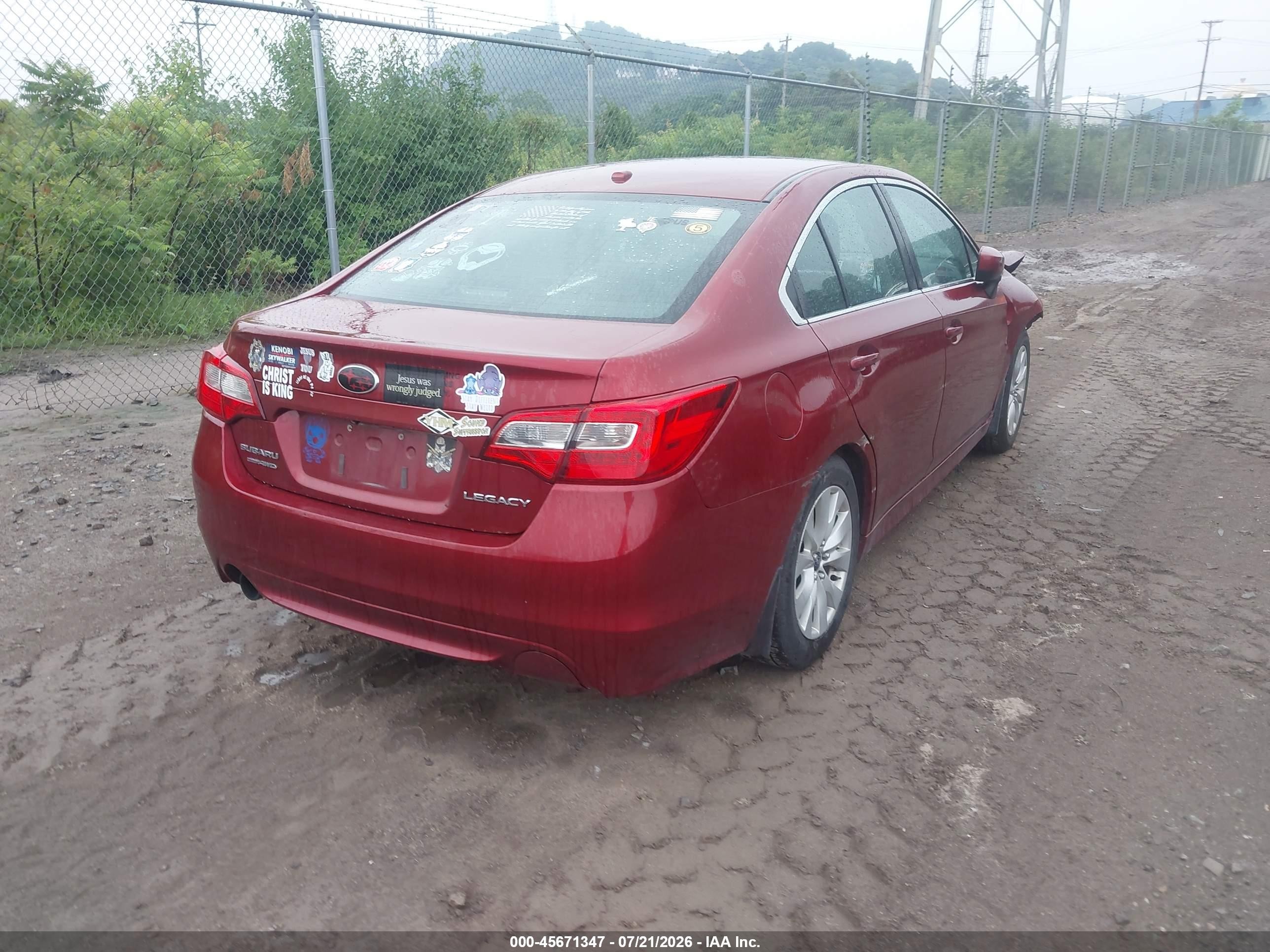 2015 Subaru Legacy 2.5i Premium Red vin: 4S3BNBE64F3018477