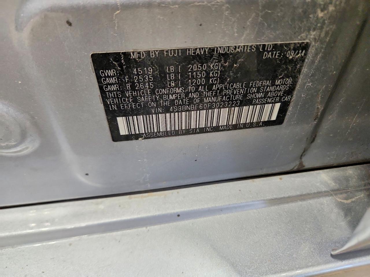 2015 Subaru Legacy 2.5i Premium Gray vin: 4S3BNBF60F3023223