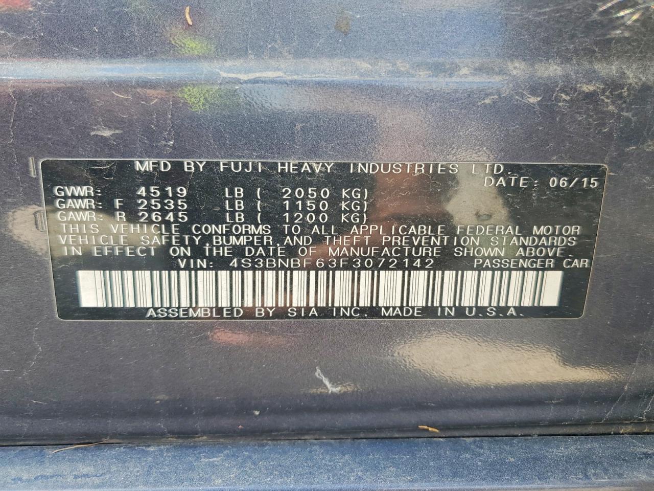 2015 Subaru Legacy 2.5i Premium Gray vin: 4S3BNBF63F3072142
