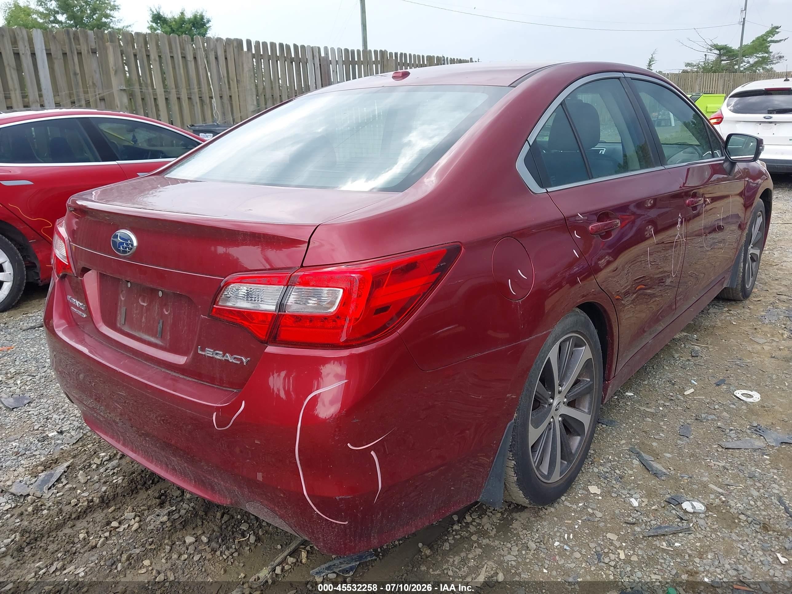 2015 Subaru Legacy 2.5i Limited Burgundy vin: 4S3BNBL6XF3035464