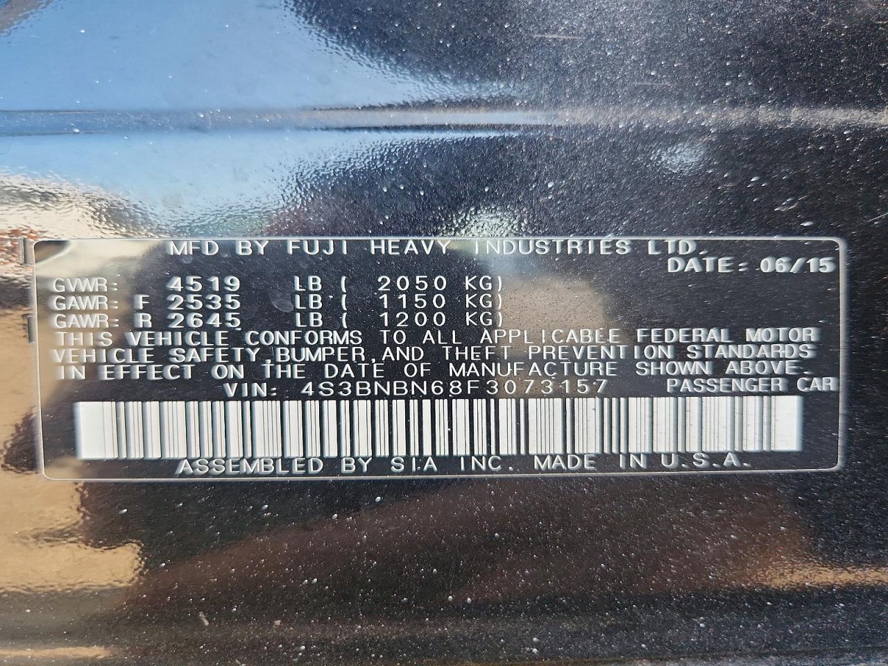2015 Subaru Legacy 2.5i Limited Black vin: 4S3BNBN68F3073157