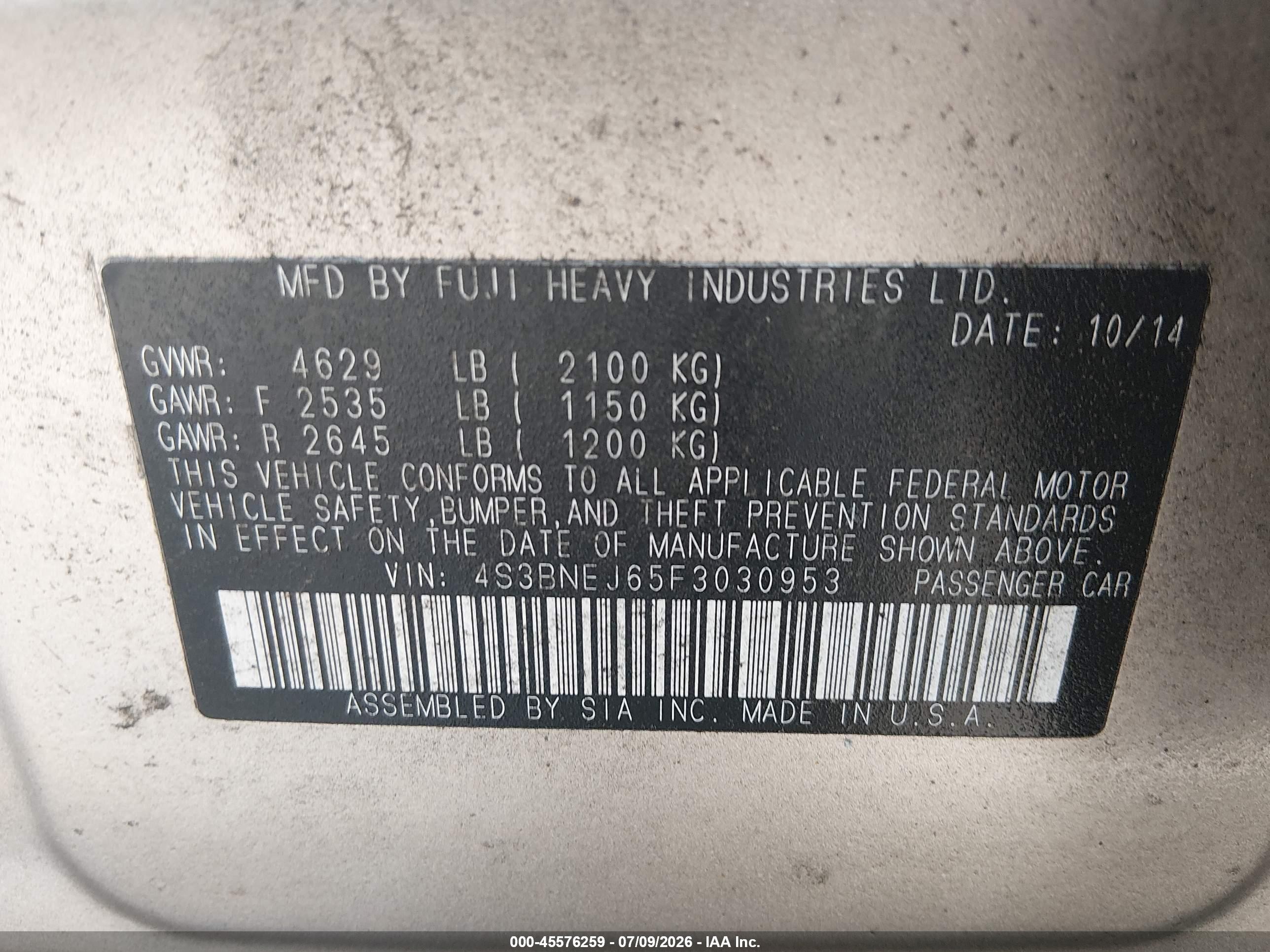 2015 Subaru Legacy 3.6r Limited Gold vin: 4S3BNEJ65F3030953