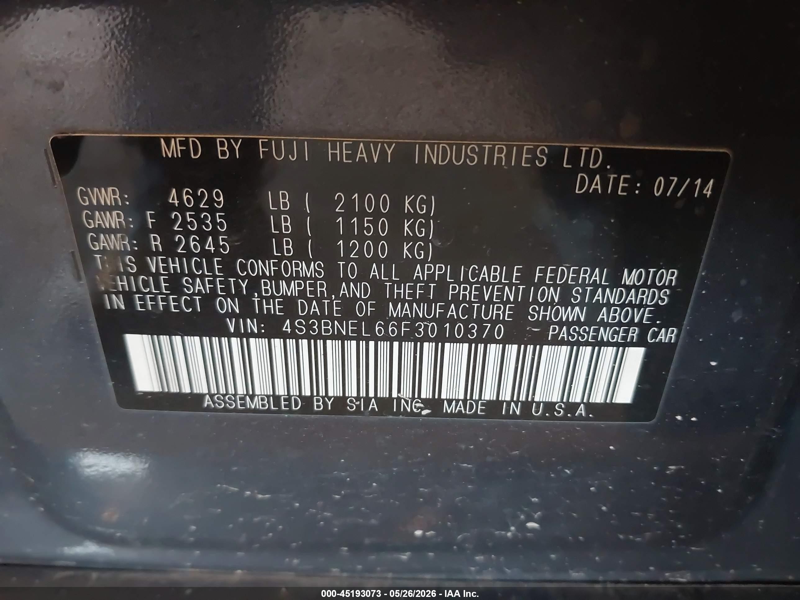 2015 Subaru Legacy 3.6r Limited Gray vin: 4S3BNEL66F3010370
