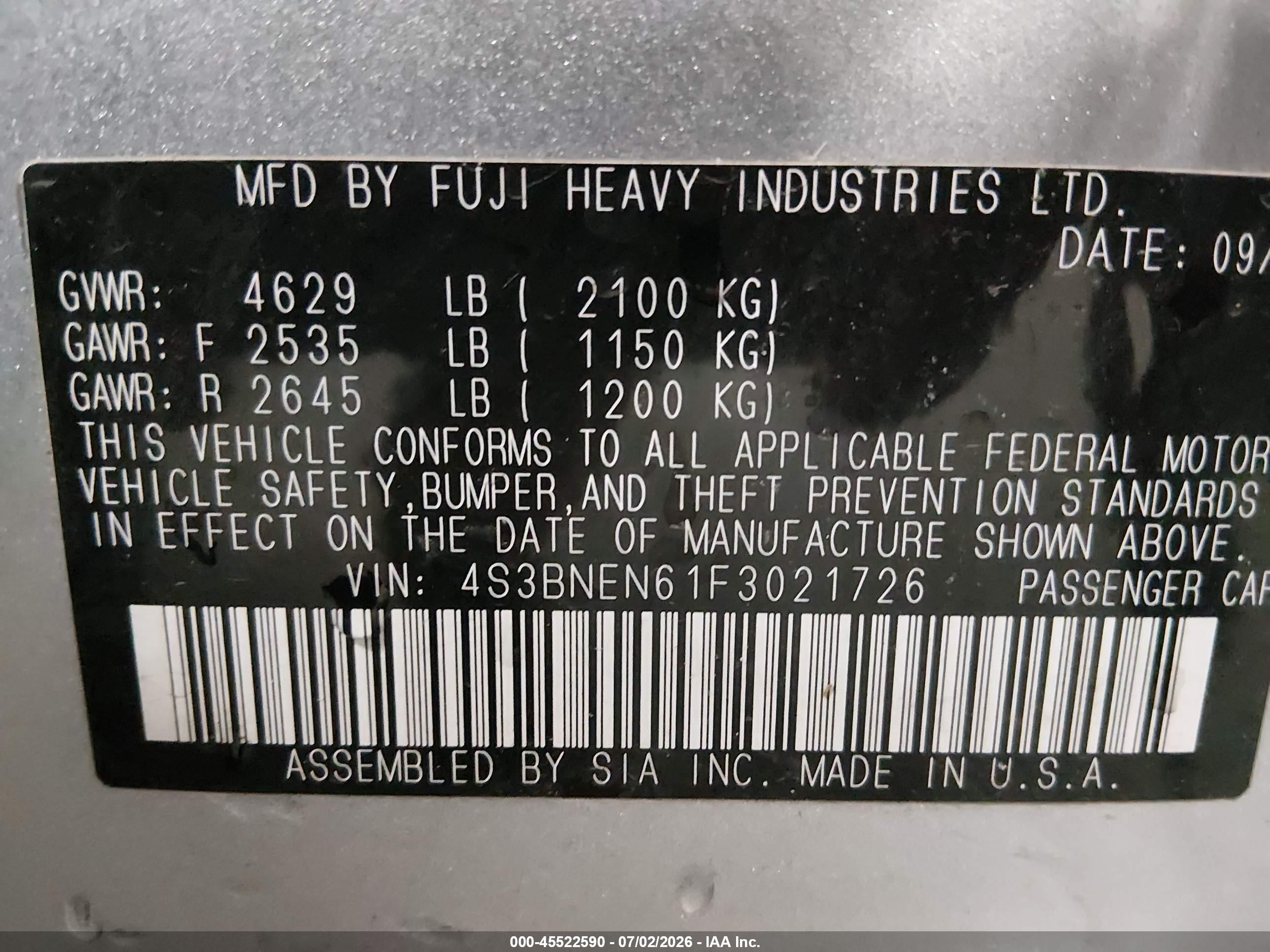 2015 Subaru Legacy 3.6r Limited Silver vin: 4S3BNEN61F3021726