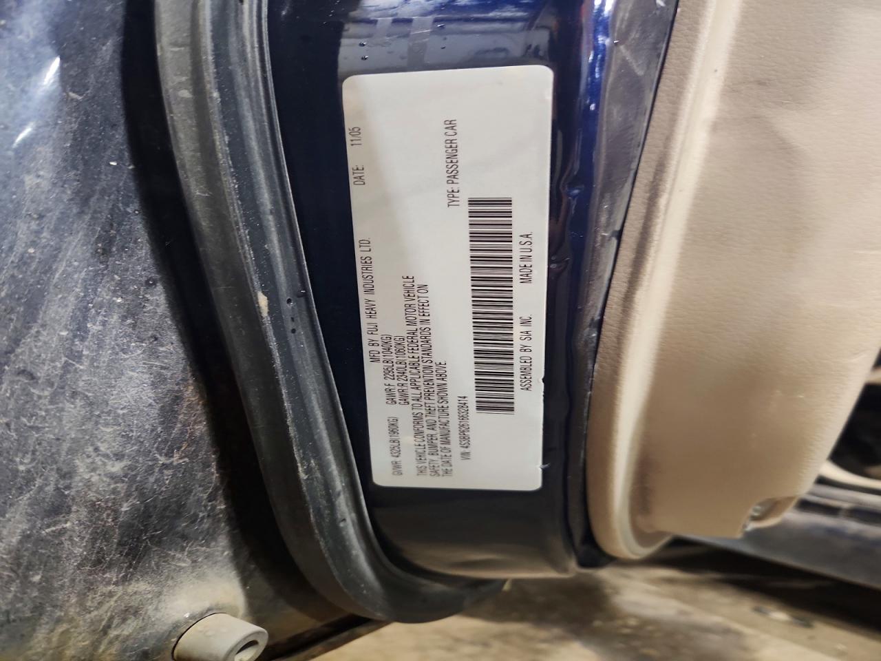 2006 Subaru Legacy 2.5i Limited Blue vin: 4S3BP626166328414