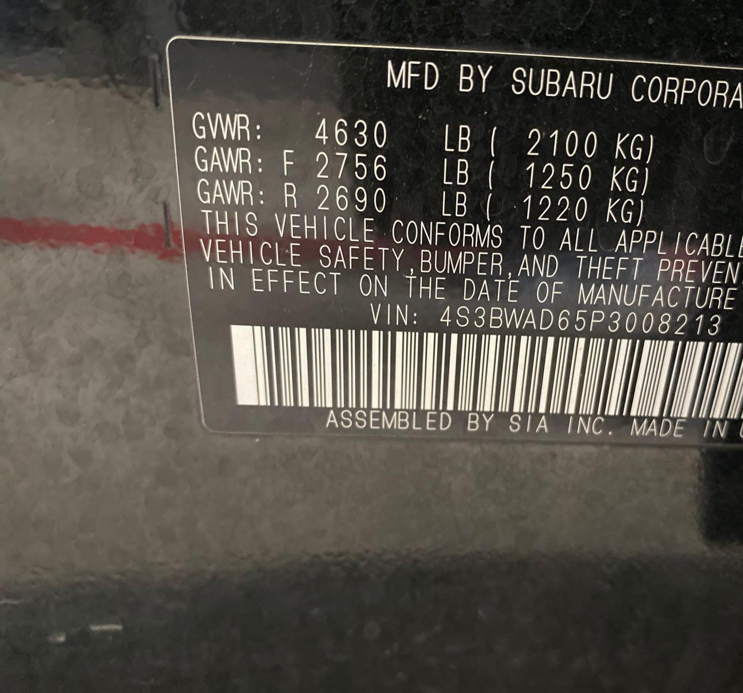 2023 Subaru Legacy Premium vin: 4S3BWAD65P3008213