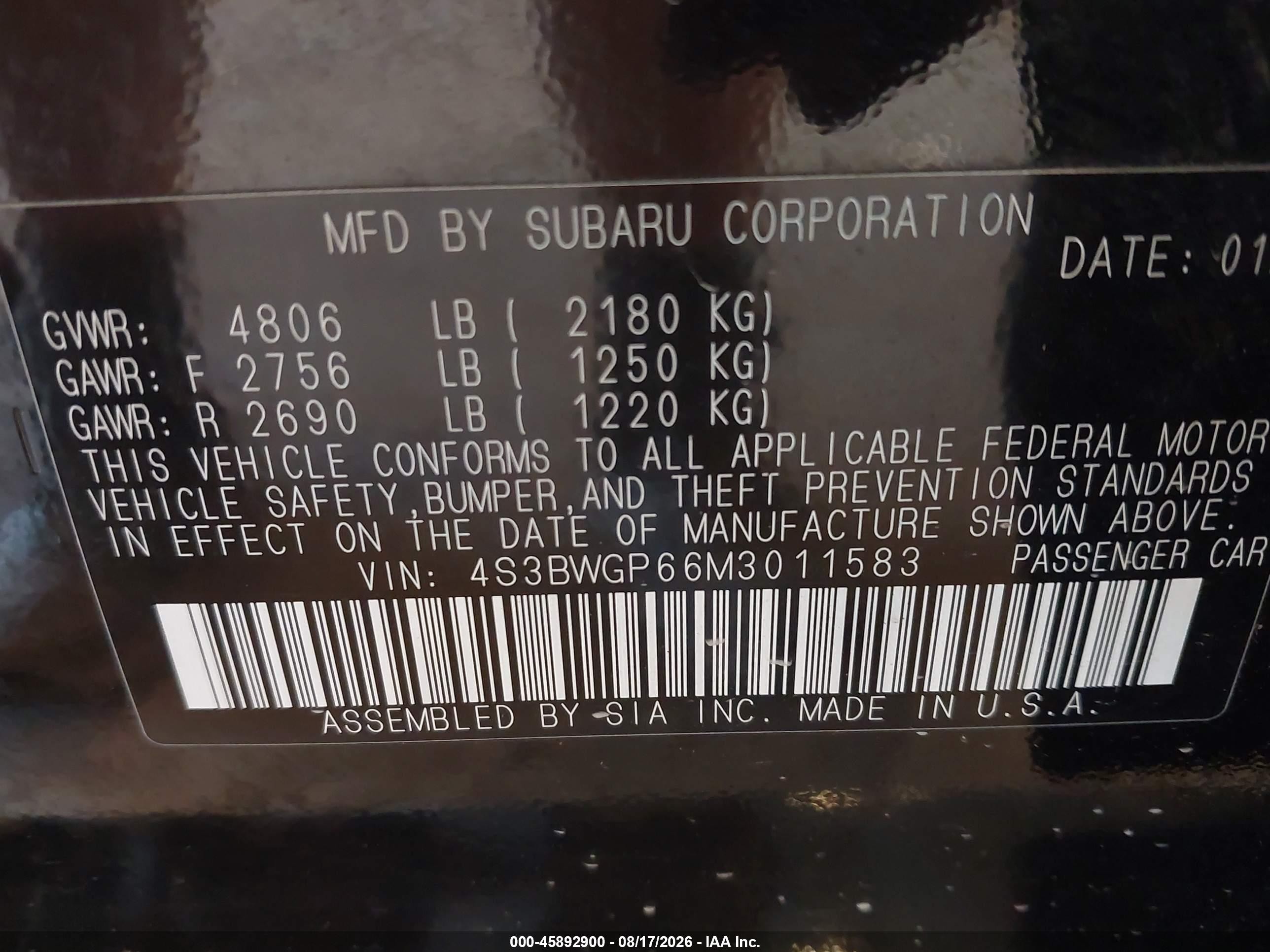 2021 Subaru Legacy Touring Xt Черный vin: 4S3BWGP66M3011583