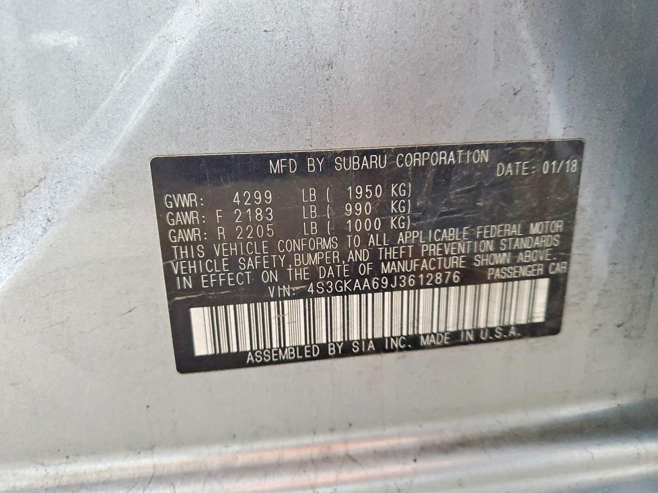 2018 Subaru Impreza Silver vin: 4S3GKAA69J3612876