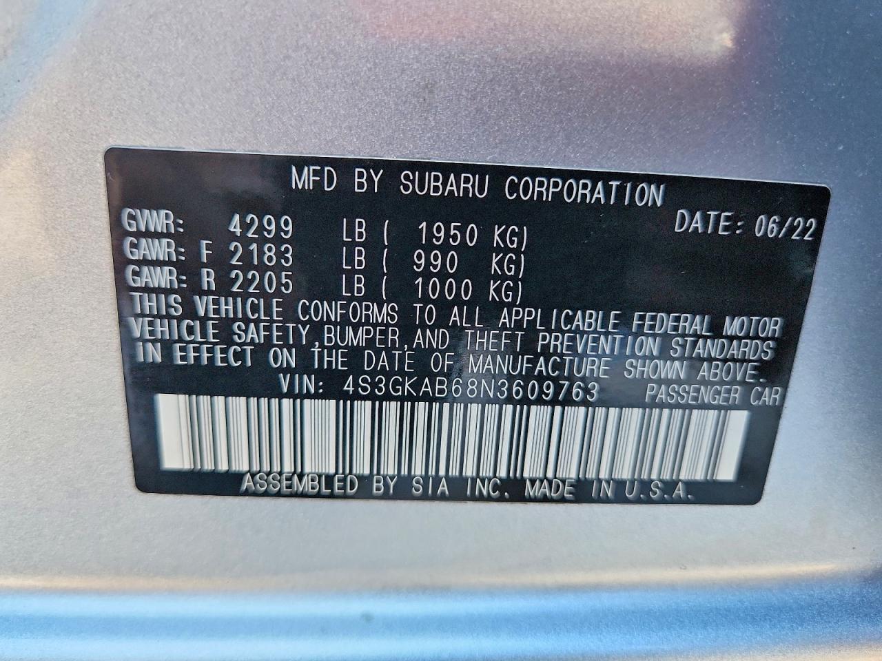 2022 Subaru Impreza Серебряный vin: 4S3GKAB68N3609763