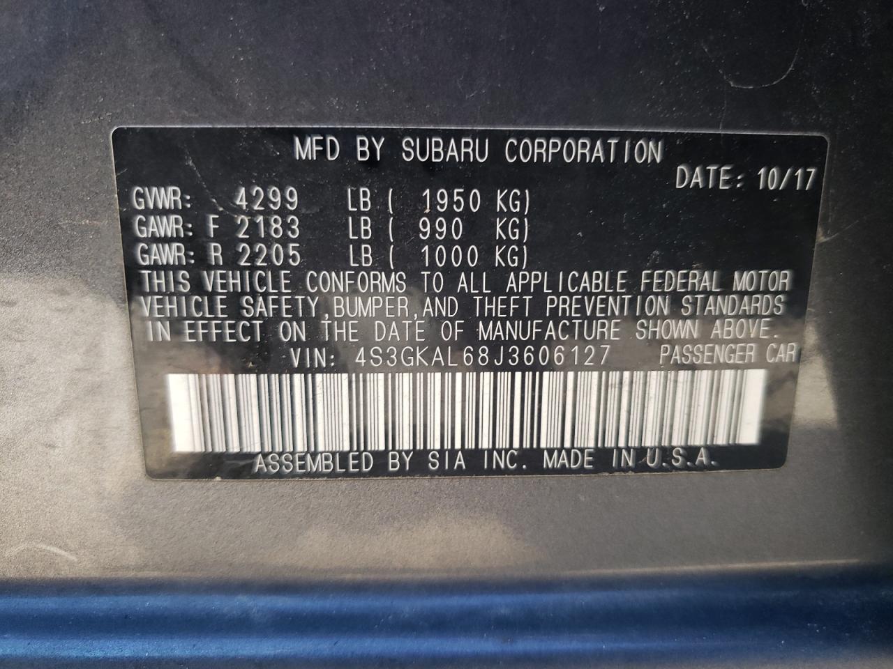 2018 Subaru Impreza Sport Gray vin: 4S3GKAL68J3606127