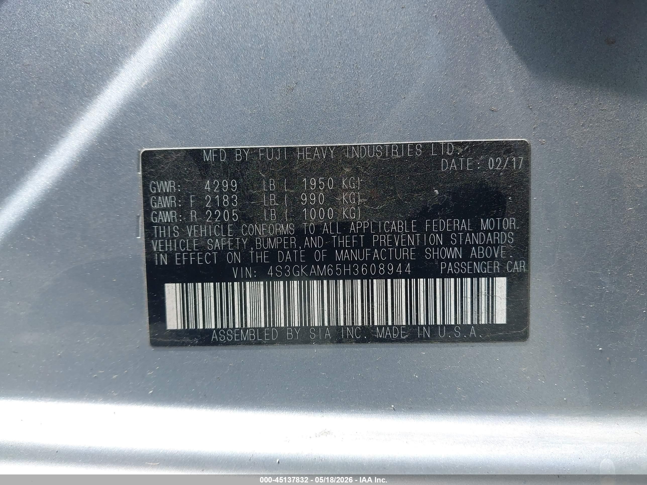 2017 Subaru Impreza 2.0i Sport Gray vin: 4S3GKAM65H3608944