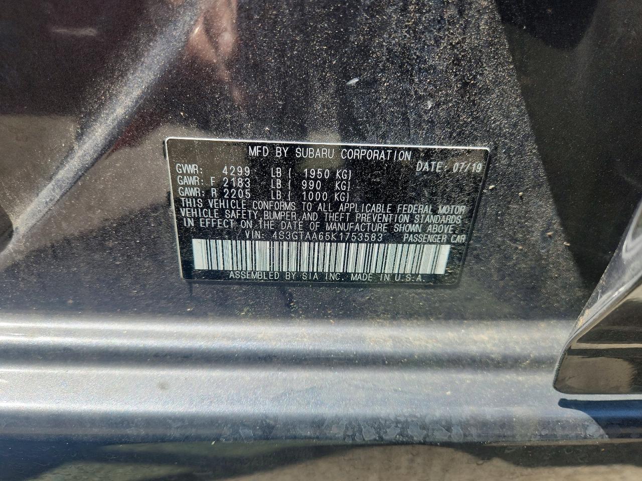2019 Subaru Impreza Gray vin: 4S3GTAA65K1753583