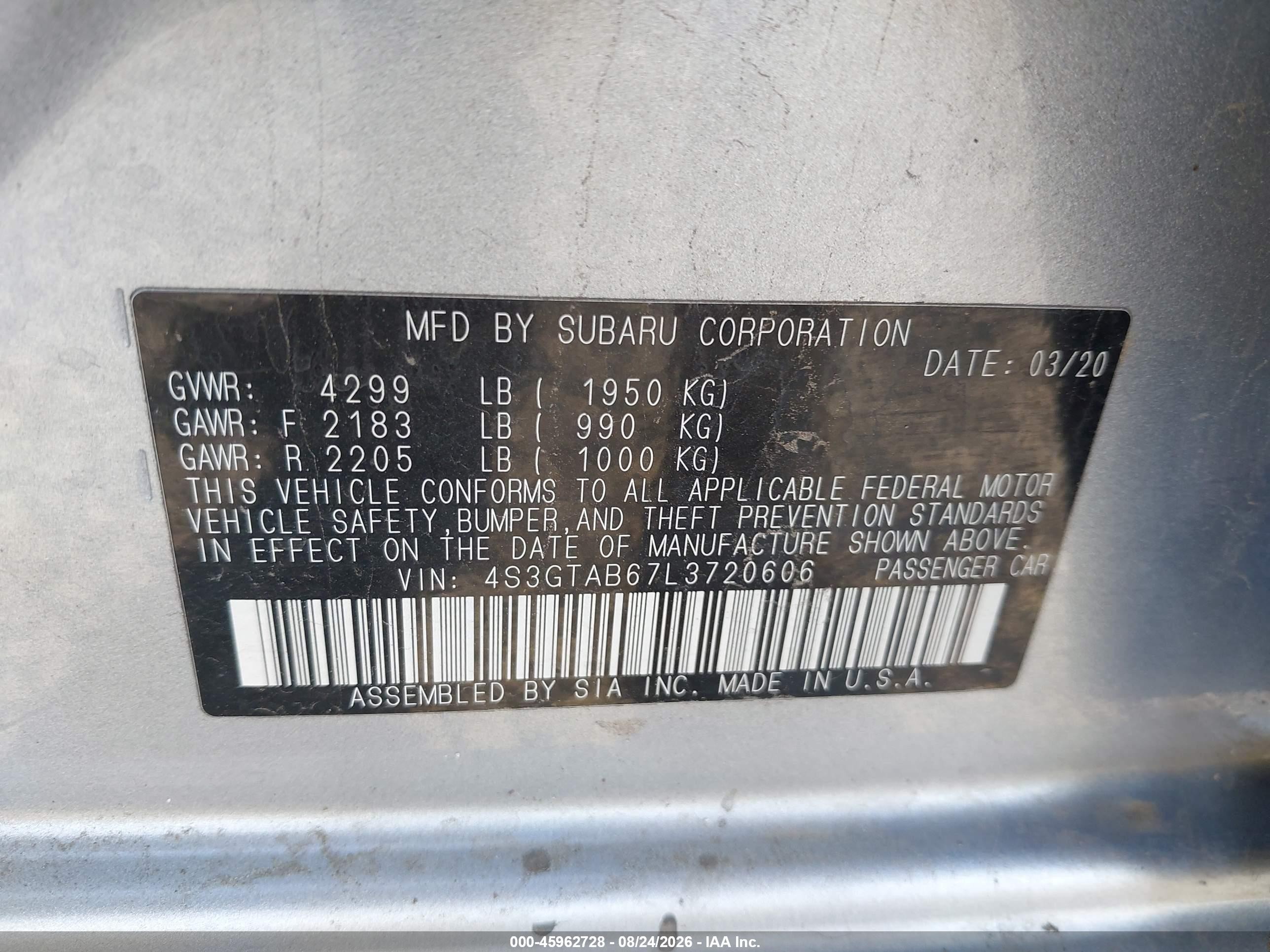 2020 Subaru Impreza 5-door Silver vin: 4S3GTAB67L3720606