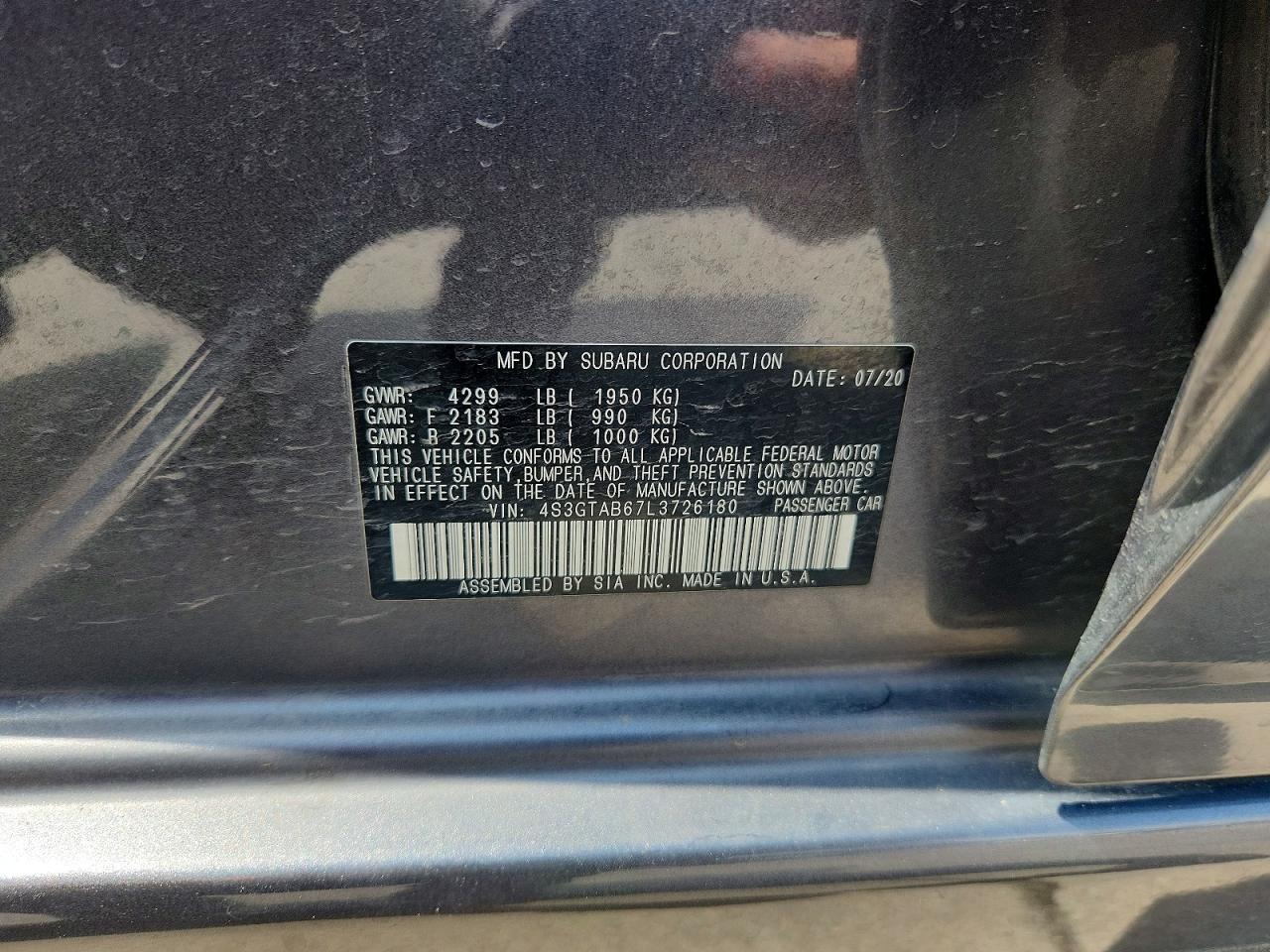 2020 Subaru Impreza Gray vin: 4S3GTAB67L3726180