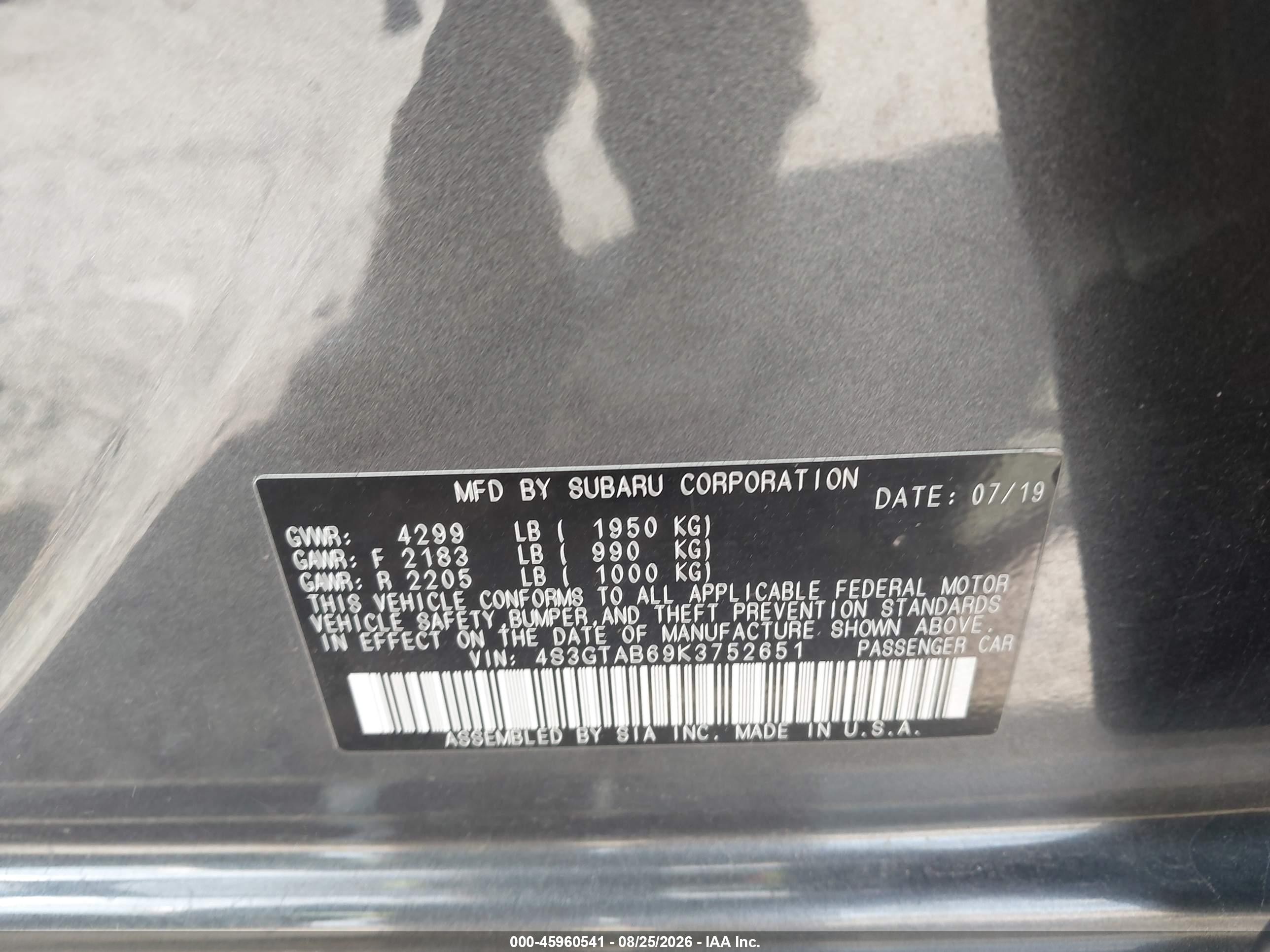 2019 Subaru Impreza 2.0i Серый vin: 4S3GTAB69K3752651